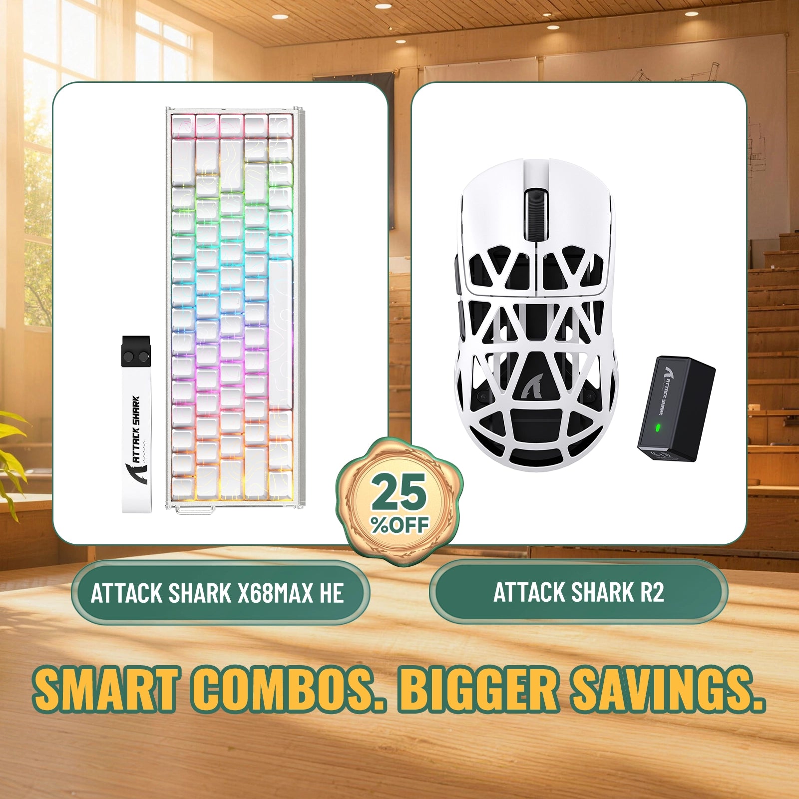 ATTACK SHARK X68MAX HE ラピッドトリガーアルミニウムキーボード + R2 マグネシウム合金ワイヤレスゲーミングマウス バンドル