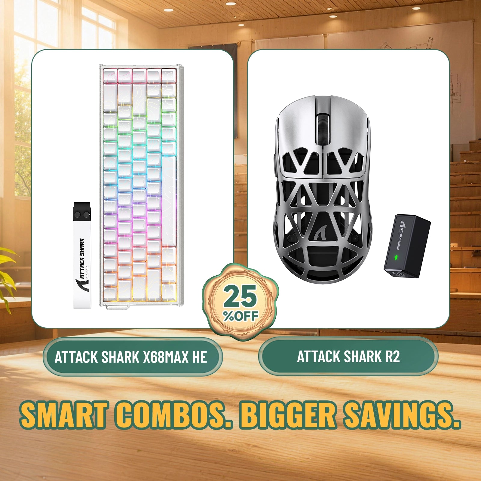 ATTACK SHARK X68MAX HE ラピッドトリガーアルミニウムキーボード + R2 マグネシウム合金ワイヤレスゲーミングマウス バンドル