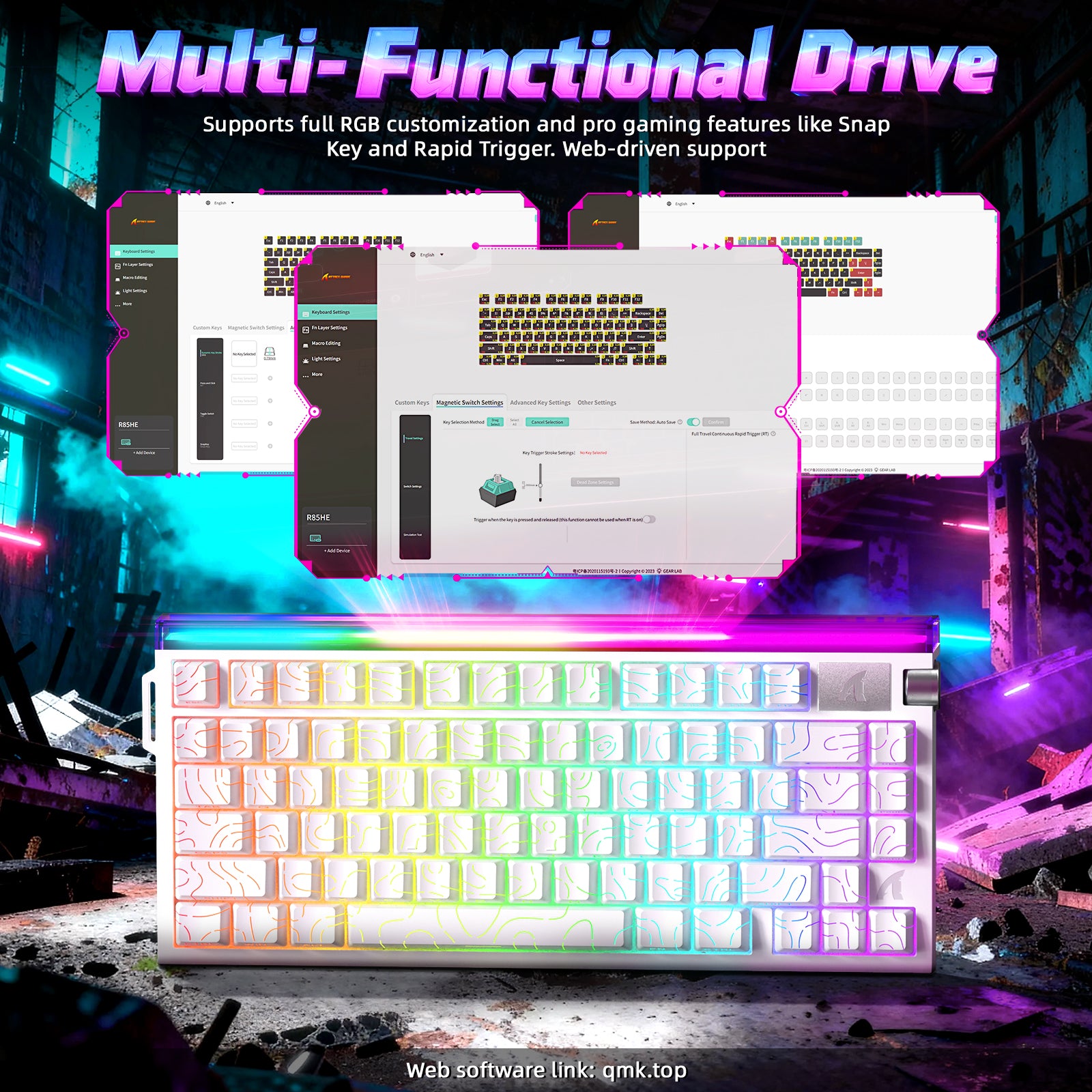 ATTACK SHARK R85 HE Rapid Trigger Keyboard with C01ULTRA LED Cable