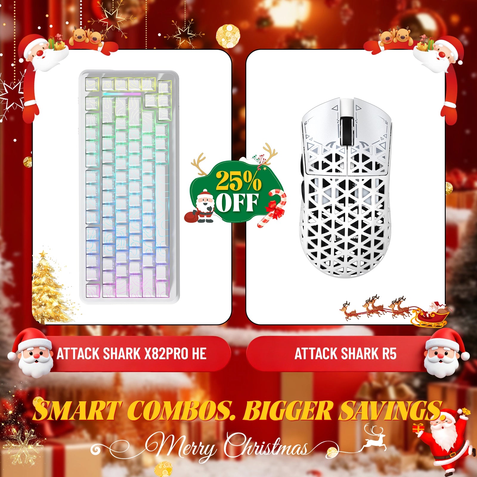 ATTACK SHARK X82PRO HE ラピッドトリガーキーボード + R5 カーボンファイバーワイヤレスゲーミングマウスバンドル