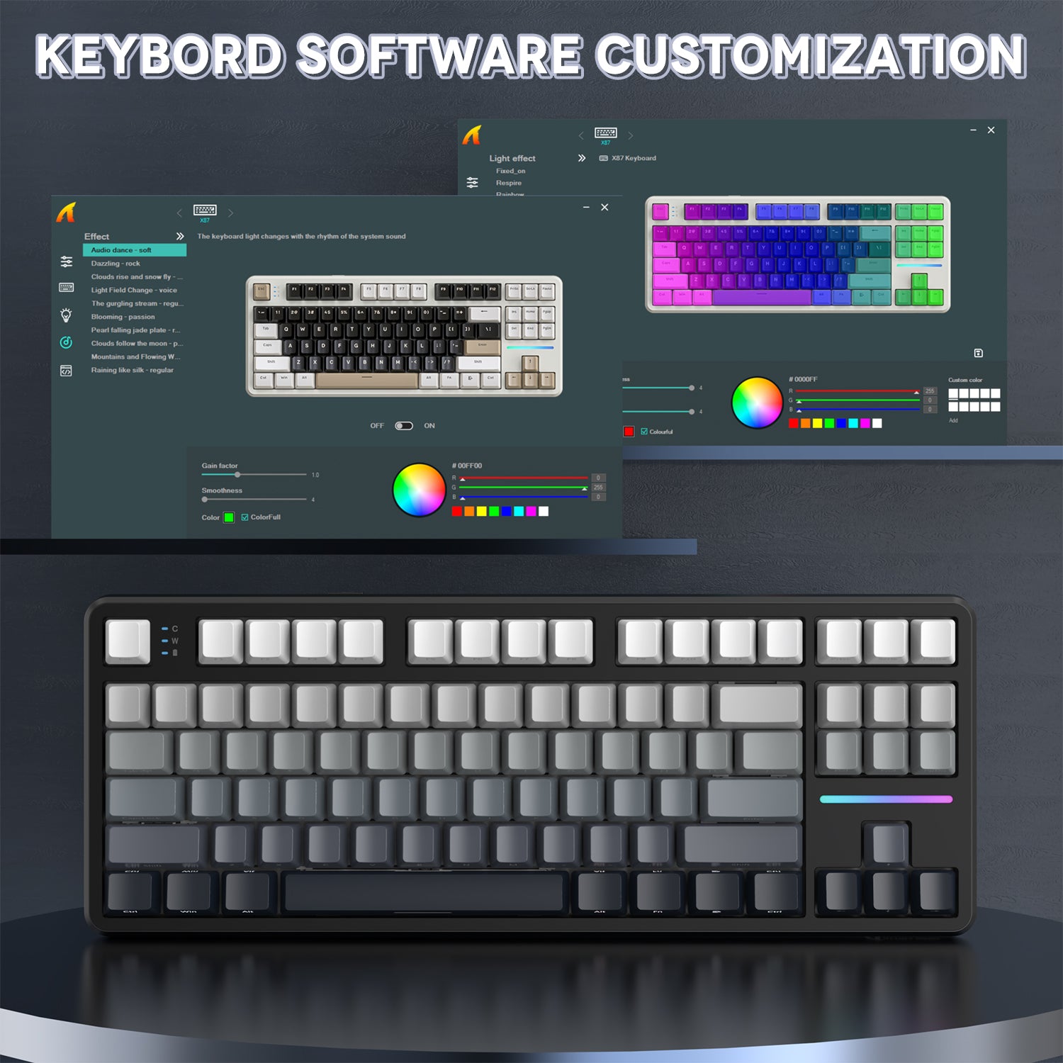 X87 keyboard software interface for RGB and key mapping customization