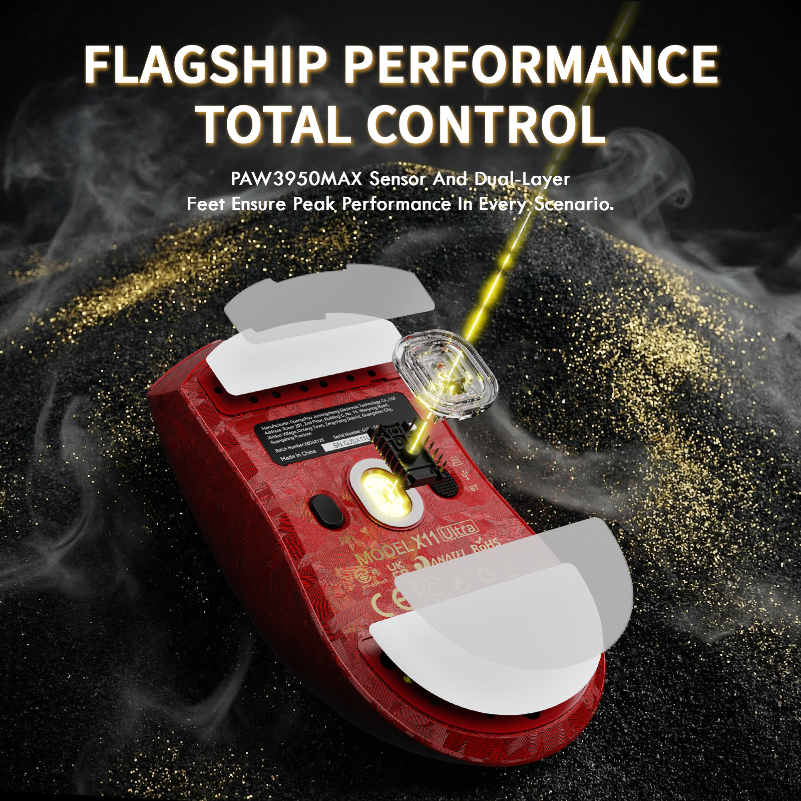 ATTACK SHARK X11 ULTRA カーボンファイバー ワイヤレスゲーミングマウス（C06 Ultra LEDケーブル付き）