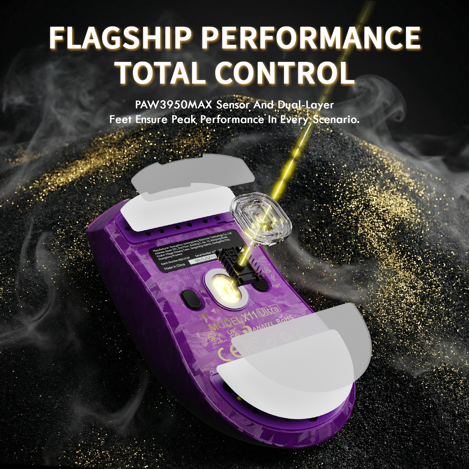 ATTACK SHARK X11 ULTRA カーボンファイバー ワイヤレスゲーミングマウス（C06 Ultra LEDケーブル付き）