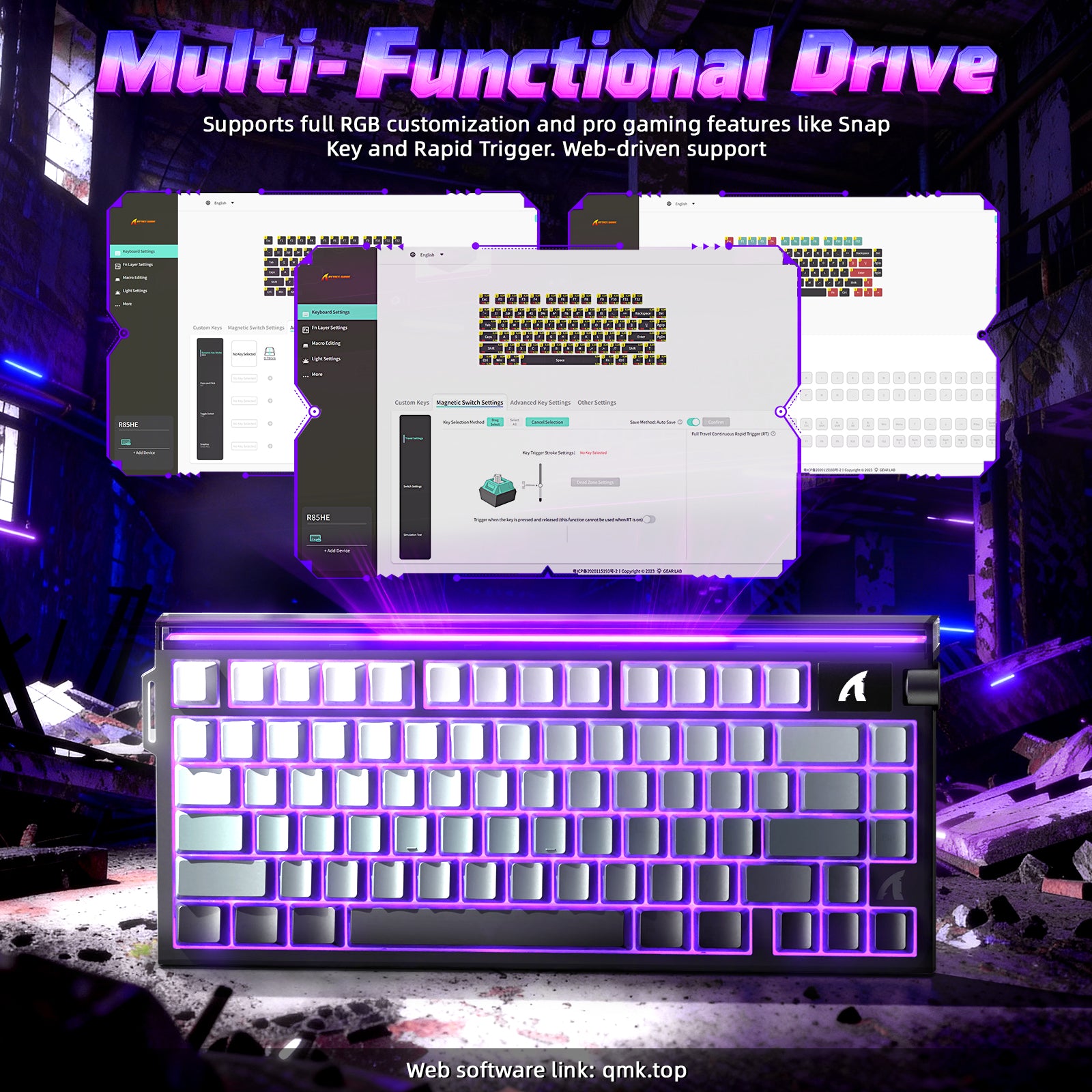 ATTACK SHARK R85 HE Rapid Trigger Keyboard with C01ULTRA LED Cable