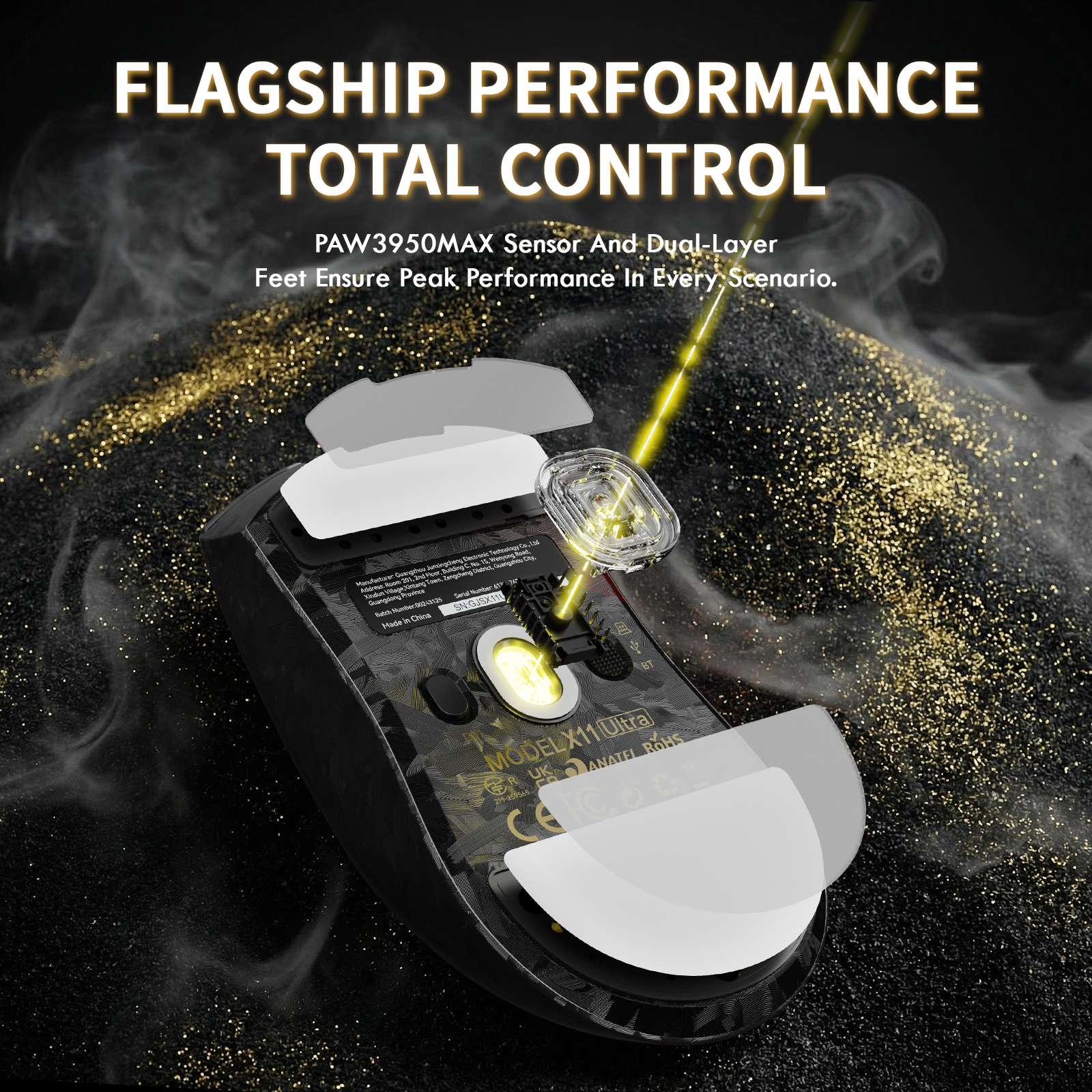 ATTACK SHARK X11 ULTRA カーボンファイバー ワイヤレスゲーミングマウス（C06 Ultra LEDケーブル付き）