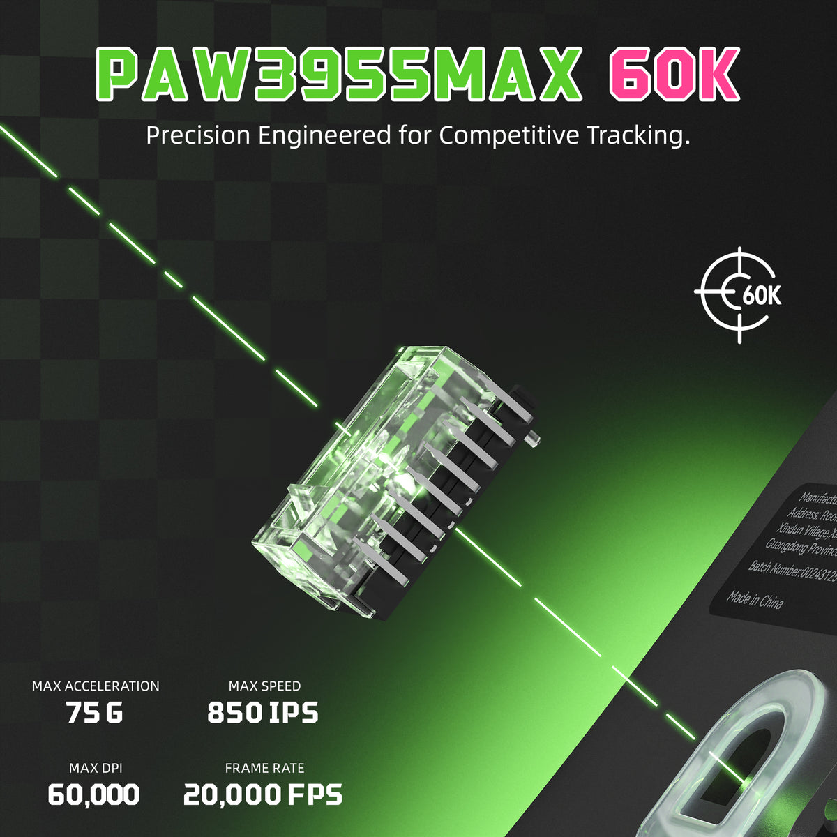 ATTACK SHARK F1 AIR 39g ワイヤレス PAW3955MAX ゲーミングマウス（C06 Ultraケーブル付き）