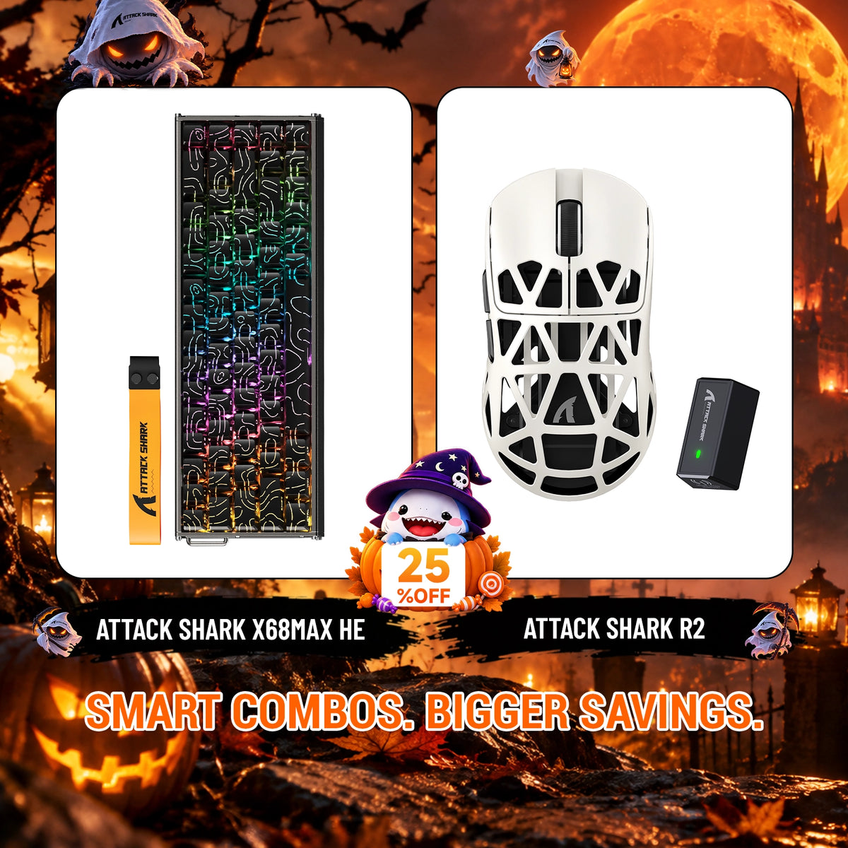 ATTACK SHARK X68 MAX HE ラピッドトリガー アルミニウムキーボード＋R2 マグネシウム合金ワイヤレスゲーミングマウスセット
