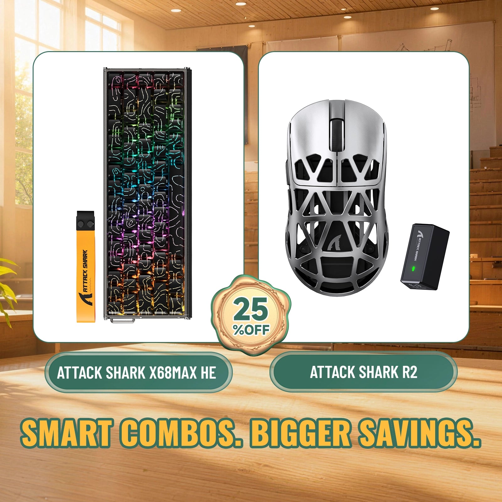 ATTACK SHARK X68MAX HE ラピッドトリガーアルミニウムキーボード + R2 マグネシウム合金ワイヤレスゲーミングマウス バンドル