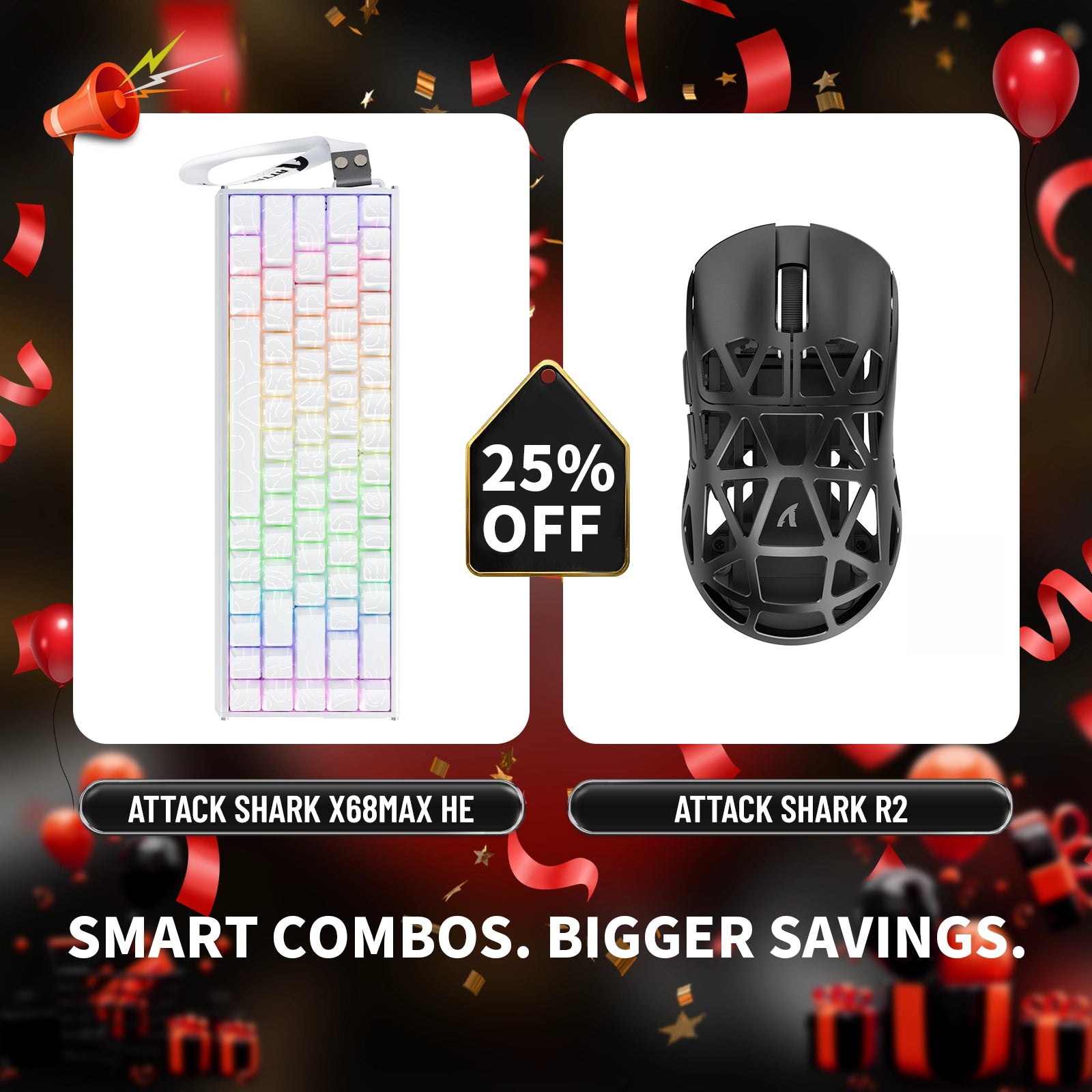 ATTACK SHARK X68MAX HE ラピッドトリガー アルミニウムキーボード + R2 マグネシウム合金ワイヤレスゲーミングマウスバンドル