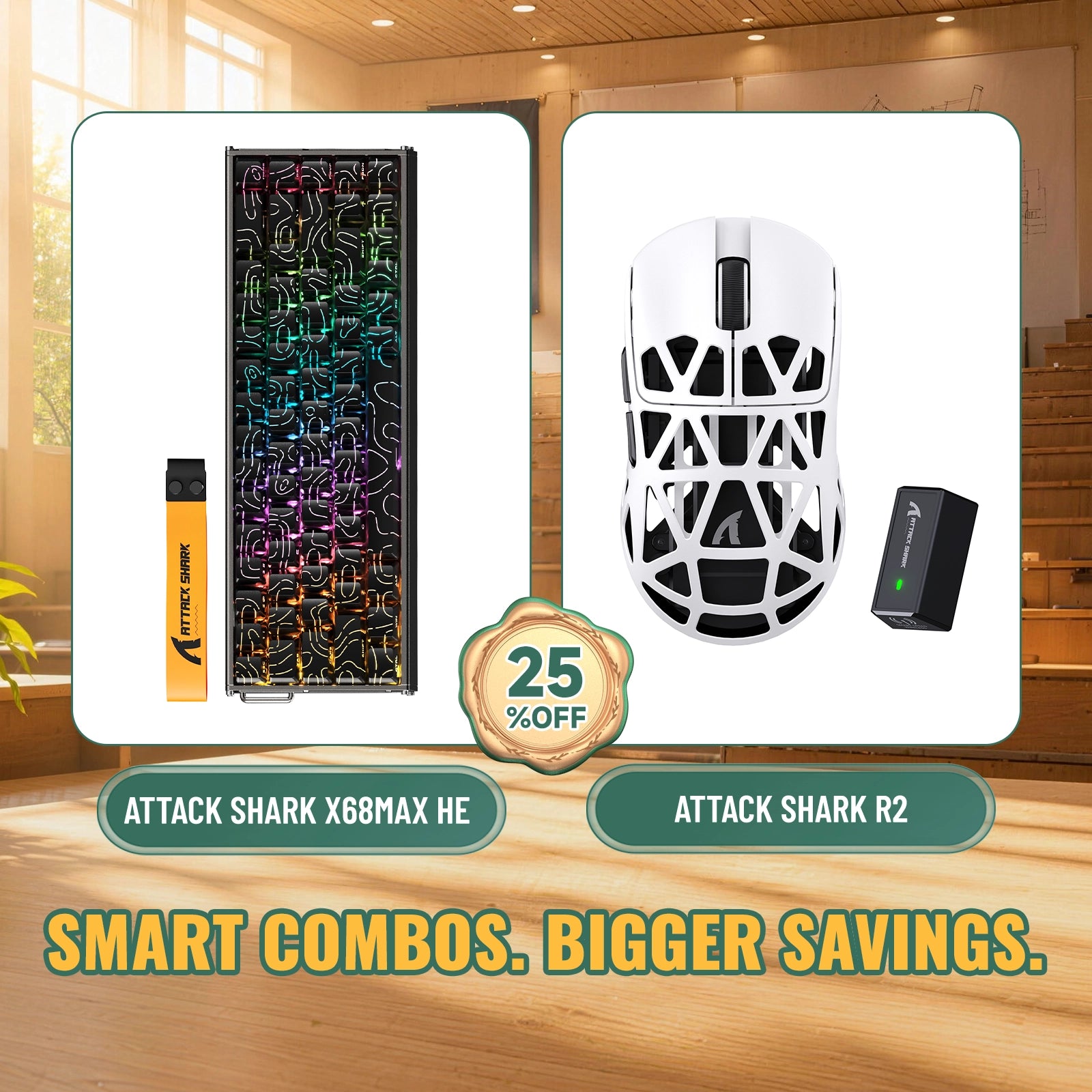 ATTACK SHARK X68MAX HE ラピッドトリガーアルミニウムキーボード + R2 マグネシウム合金ワイヤレスゲーミングマウス バンドル