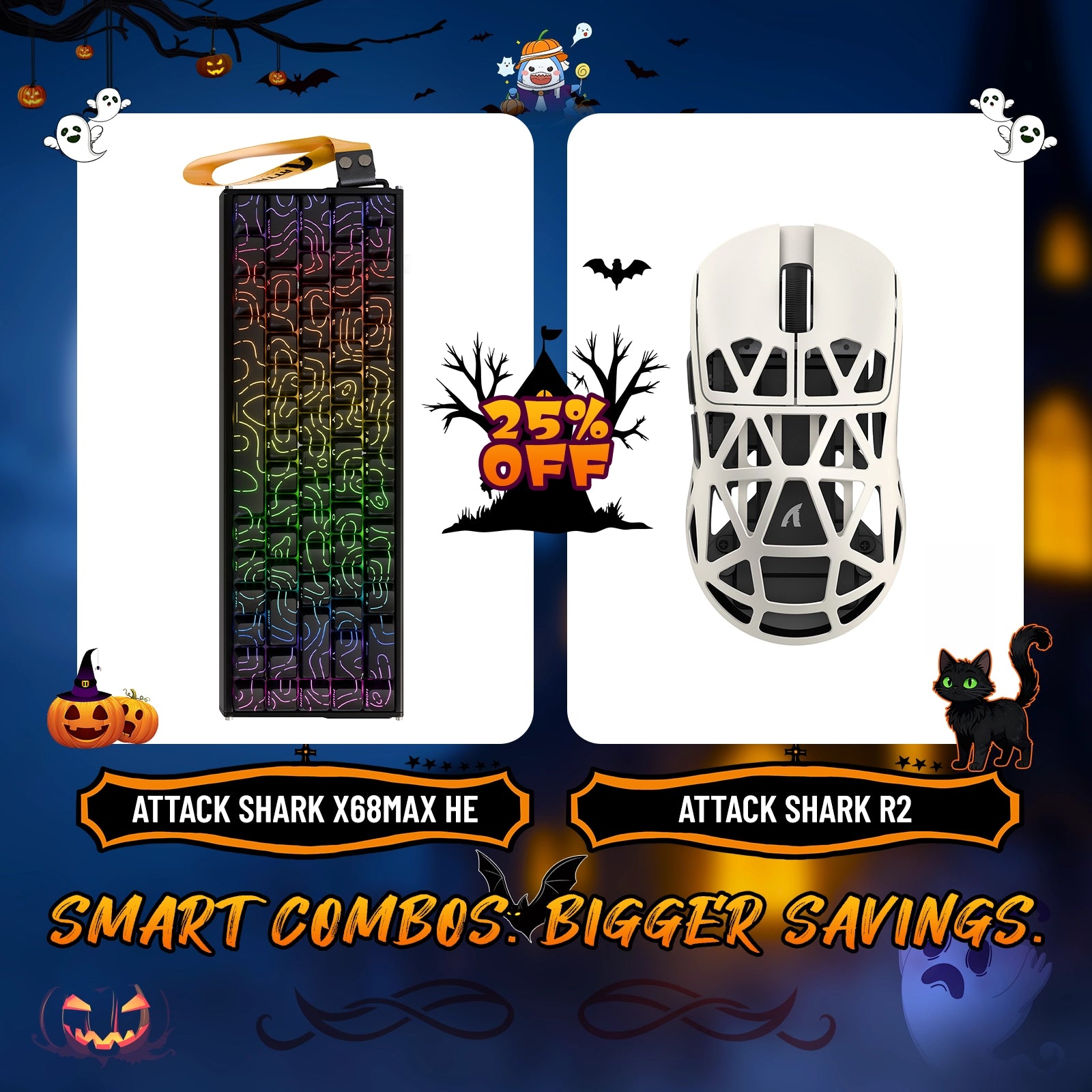 ATTACK SHARK X68MAX HE ラピッドトリガー アルミニウムキーボード + R2 マグネシウム合金ワイヤレスゲーミングマウスバンドル