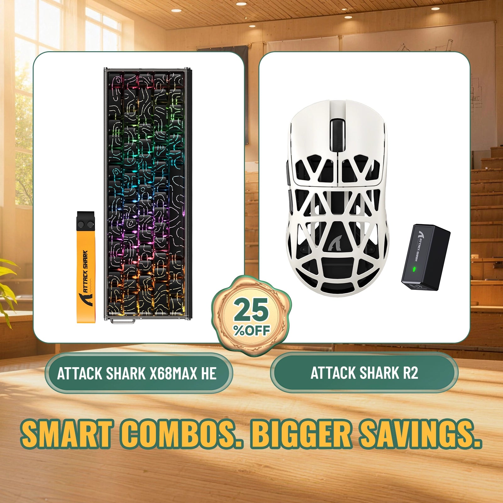 ATTACK SHARK X68MAX HE ラピッドトリガーアルミニウムキーボード + R2 マグネシウム合金ワイヤレスゲーミングマウス バンドル