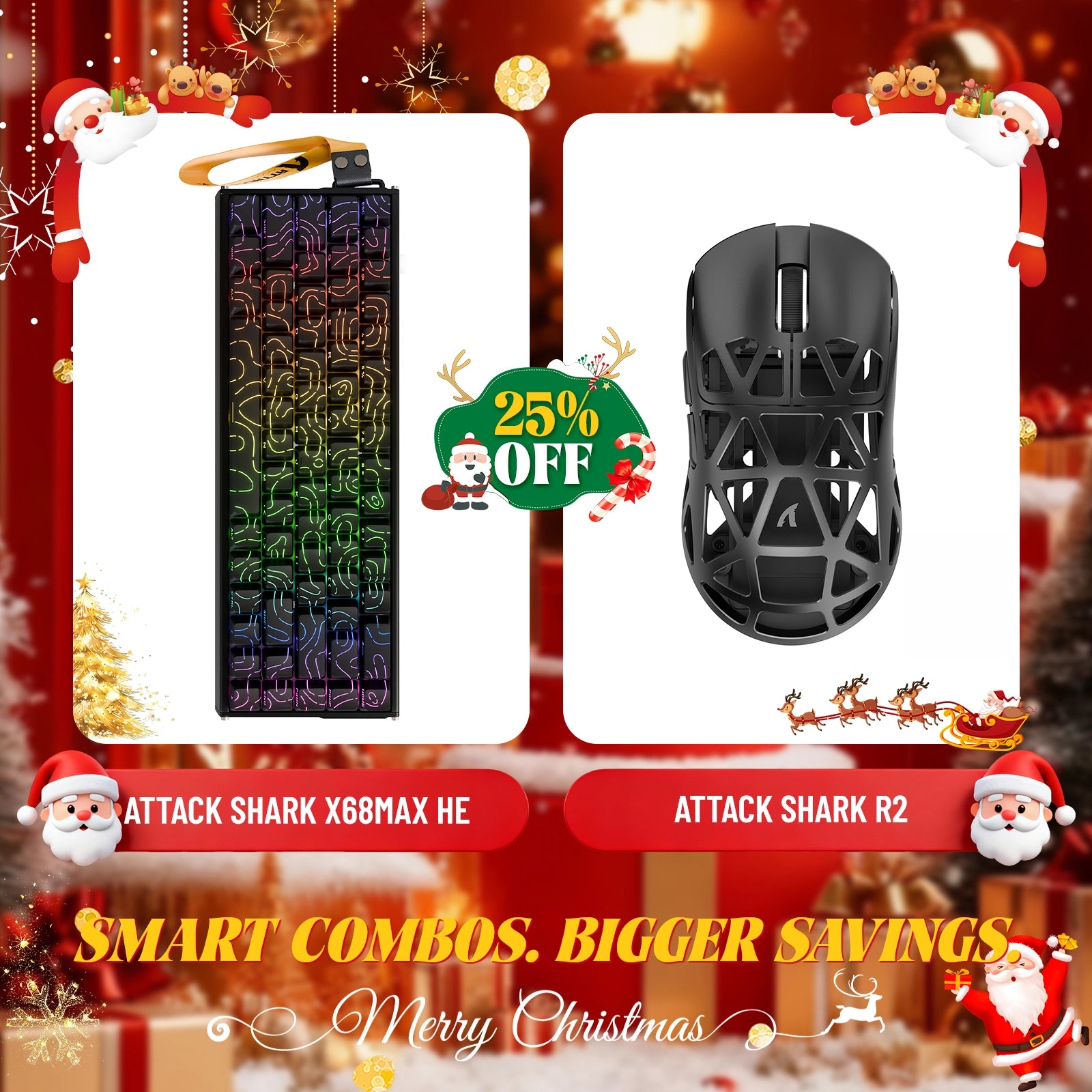 ATTACK SHARK X68MAX HE ラピッドトリガー アルミニウムキーボード + R2 マグネシウム合金ワイヤレスゲーミングマウスバンドル