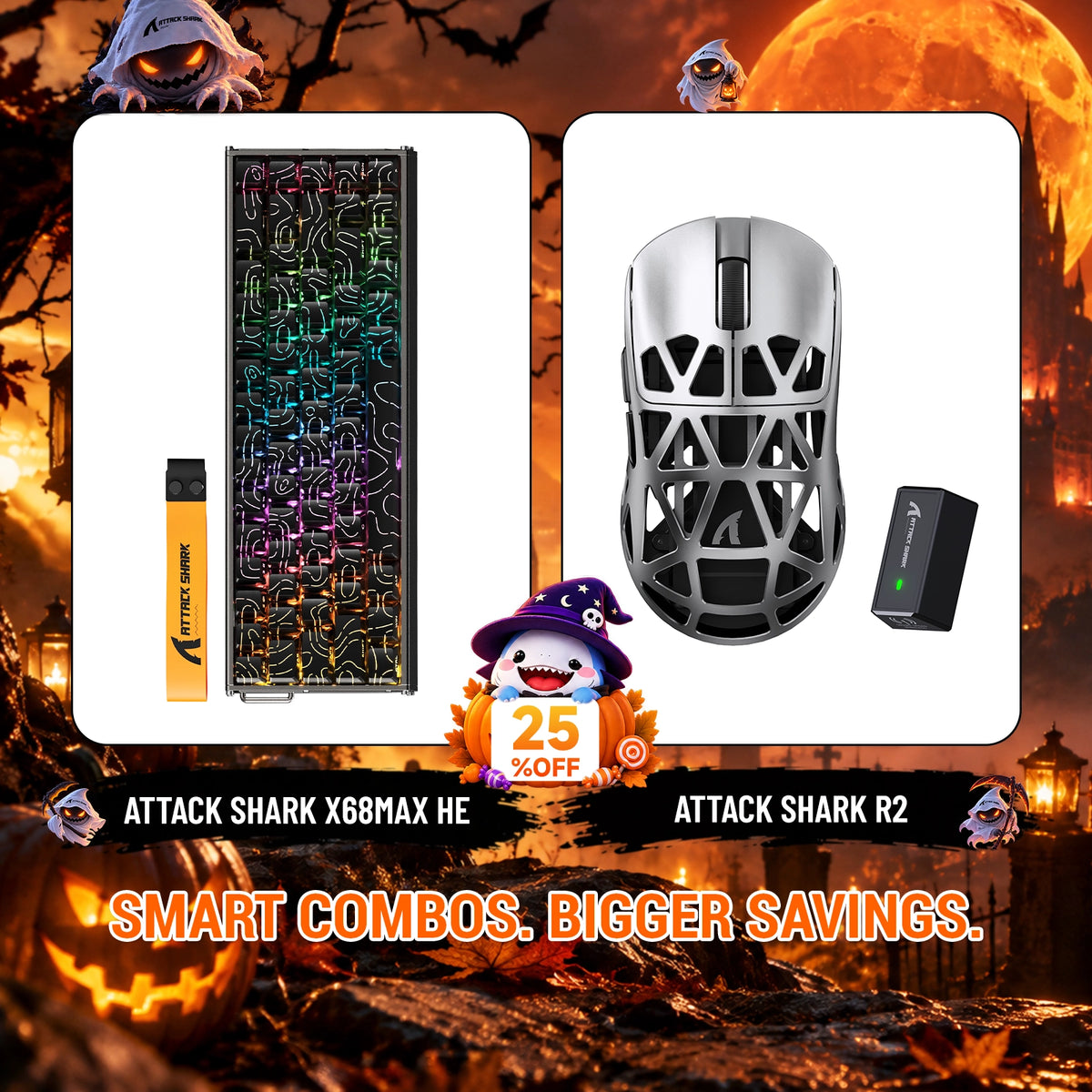 ATTACK SHARK X68 MAX HE ラピッドトリガー アルミニウムキーボード＋R2 マグネシウム合金ワイヤレスゲーミングマウスセット
