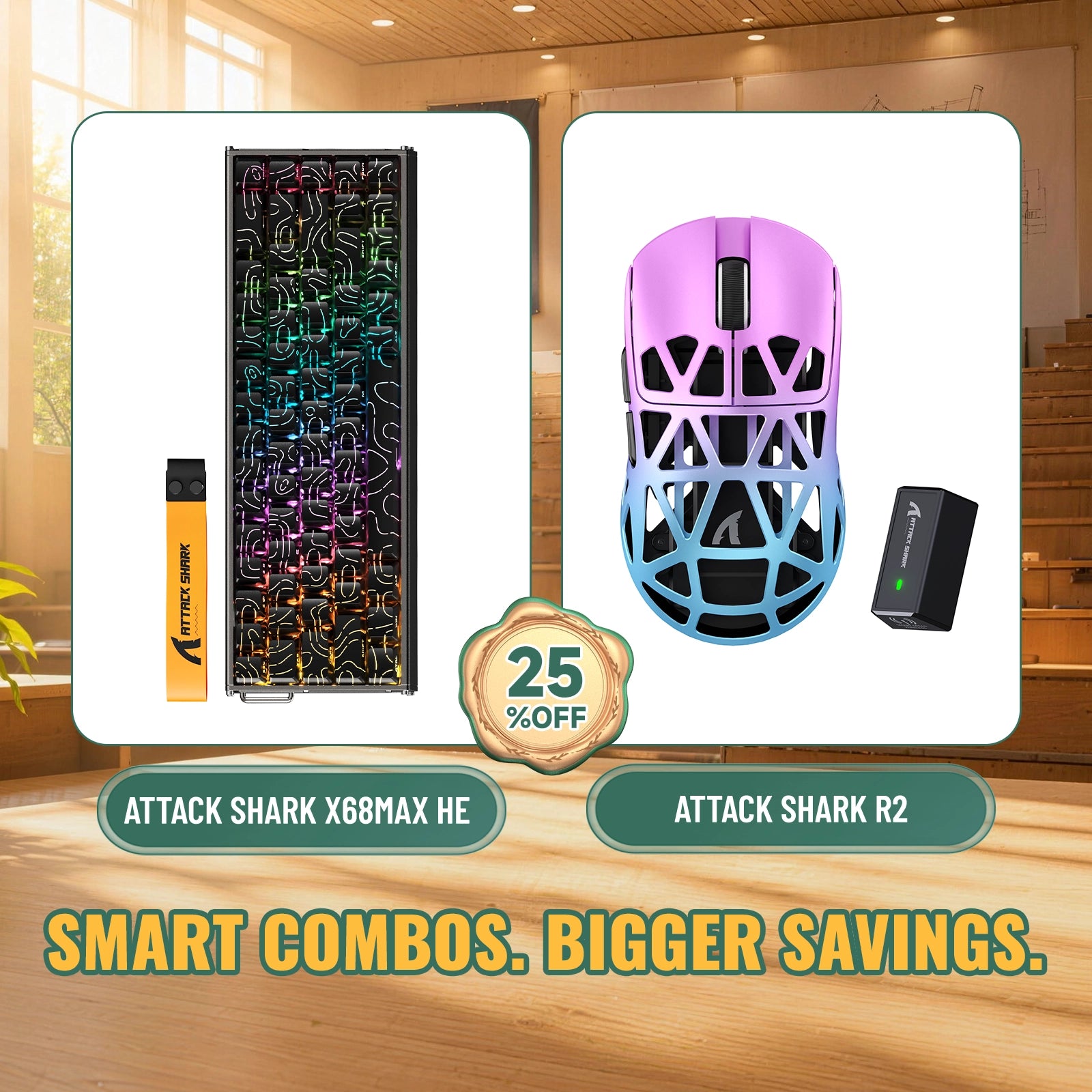 ATTACK SHARK X68MAX HE ラピッドトリガーアルミニウムキーボード + R2 マグネシウム合金ワイヤレスゲーミングマウス バンドル