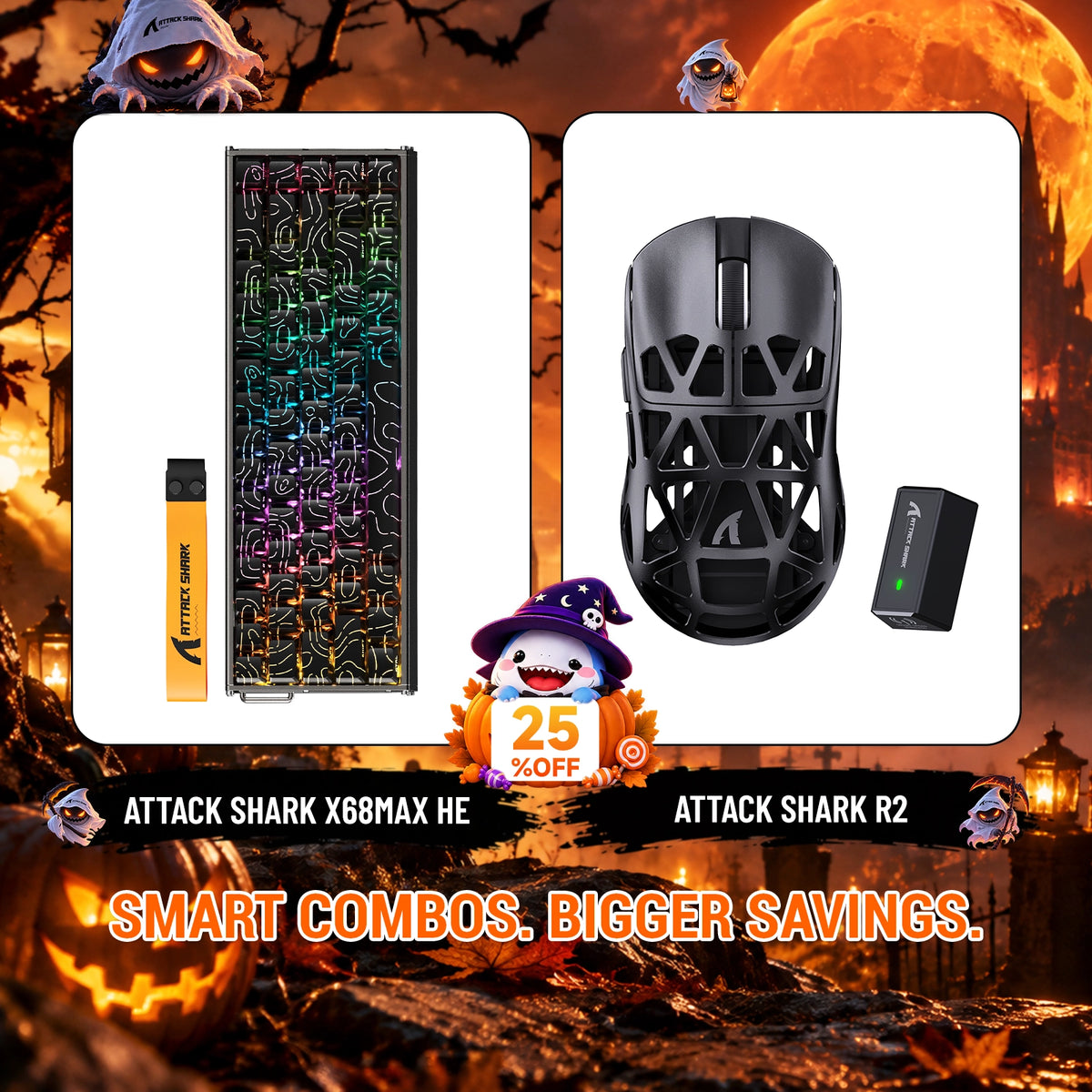 ATTACK SHARK X68 MAX HE ラピッドトリガー アルミニウムキーボード＋R2 マグネシウム合金ワイヤレスゲーミングマウスセット