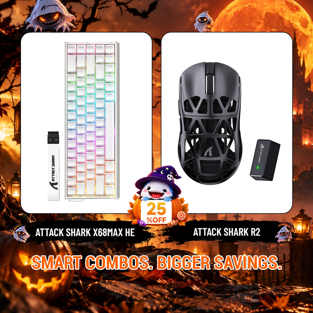 ATTACK SHARK X68 MAX HE ラピッドトリガー アルミニウムキーボード＋R2 マグネシウム合金ワイヤレスゲーミングマウスセット