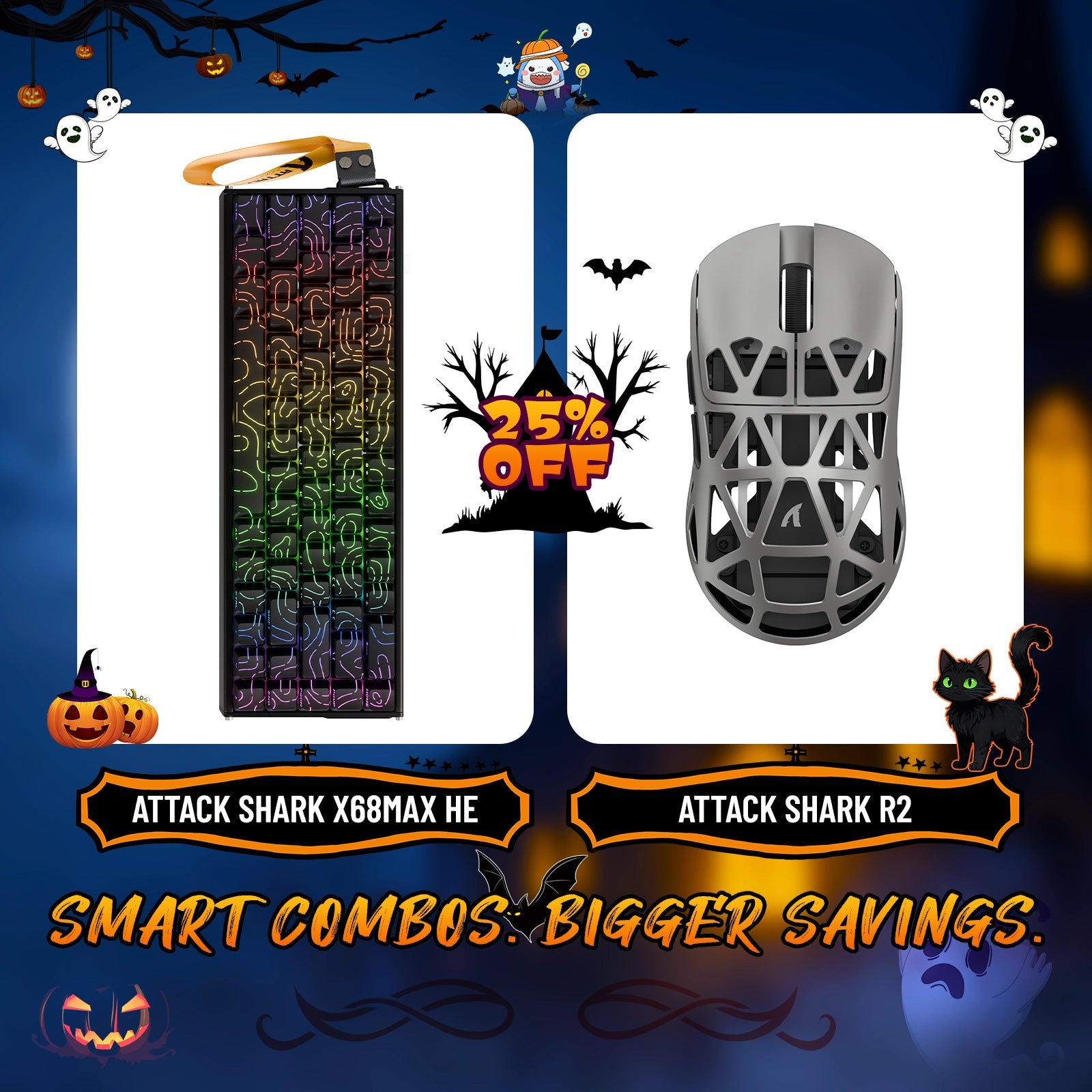 ATTACK SHARK X68MAX HE ラピッドトリガー アルミニウムキーボード + R2 マグネシウム合金ワイヤレスゲーミングマウスバンドル