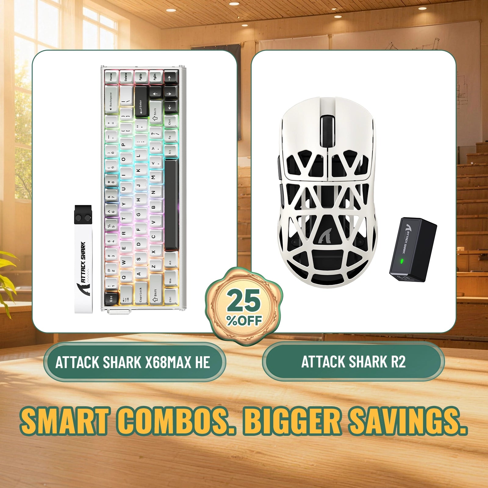 ATTACK SHARK X68MAX HE ラピッドトリガーアルミニウムキーボード + R2 マグネシウム合金ワイヤレスゲーミングマウス バンドル