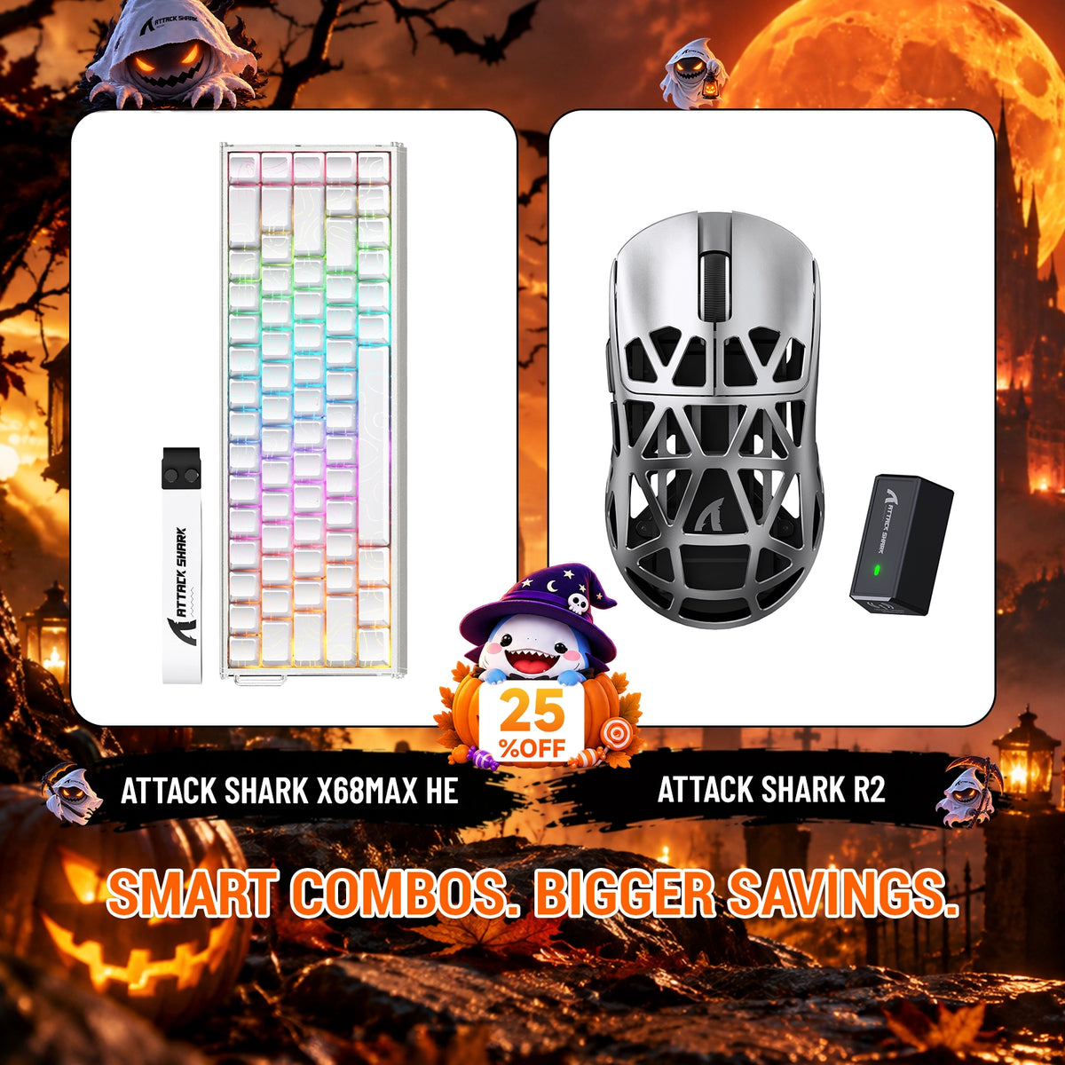 ATTACK SHARK X68 MAX HE ラピッドトリガー アルミニウムキーボード＋R2 マグネシウム合金ワイヤレスゲーミングマウスセット
