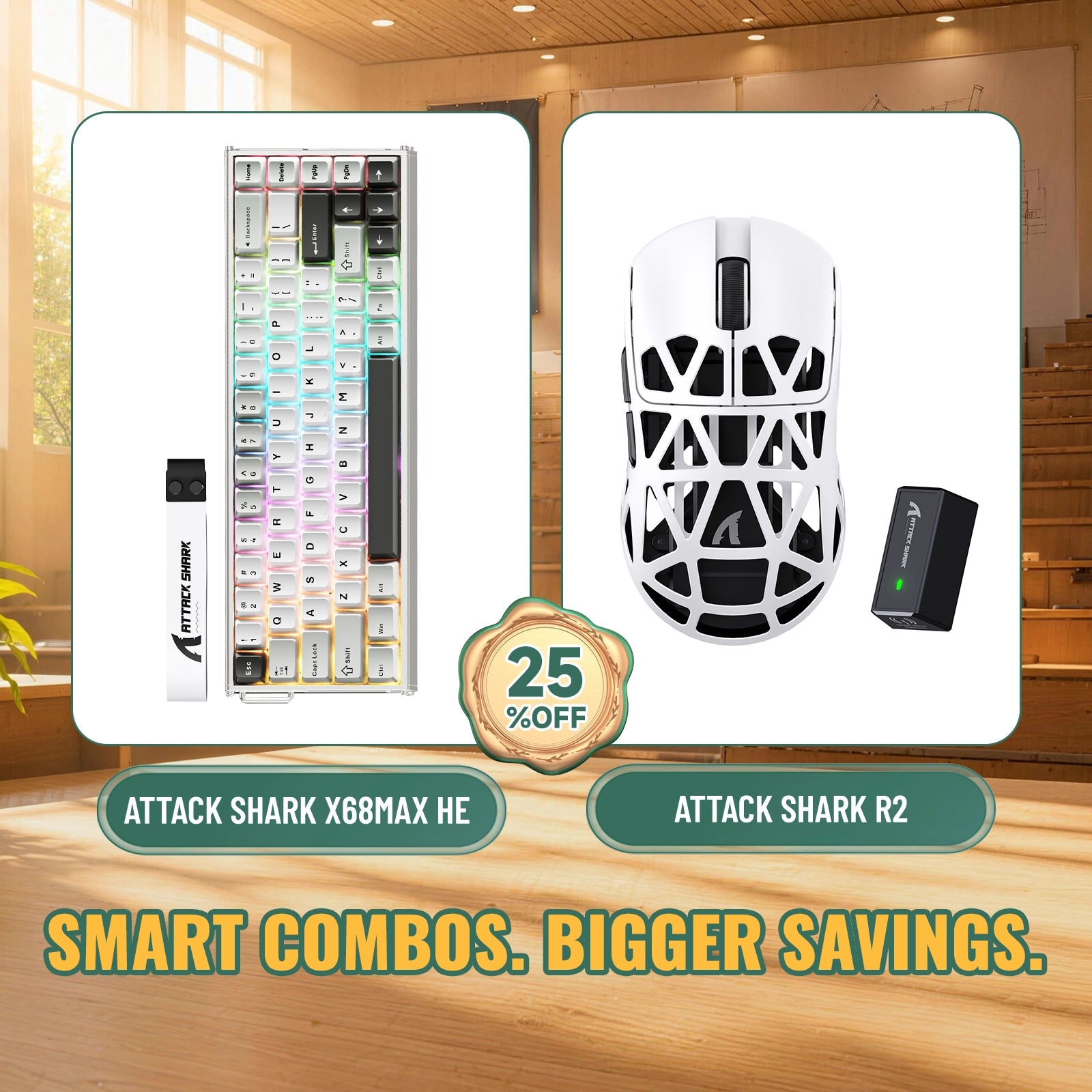 ATTACK SHARK X68MAX HE ラピッドトリガーアルミニウムキーボード + R2 マグネシウム合金ワイヤレスゲーミングマウス バンドル