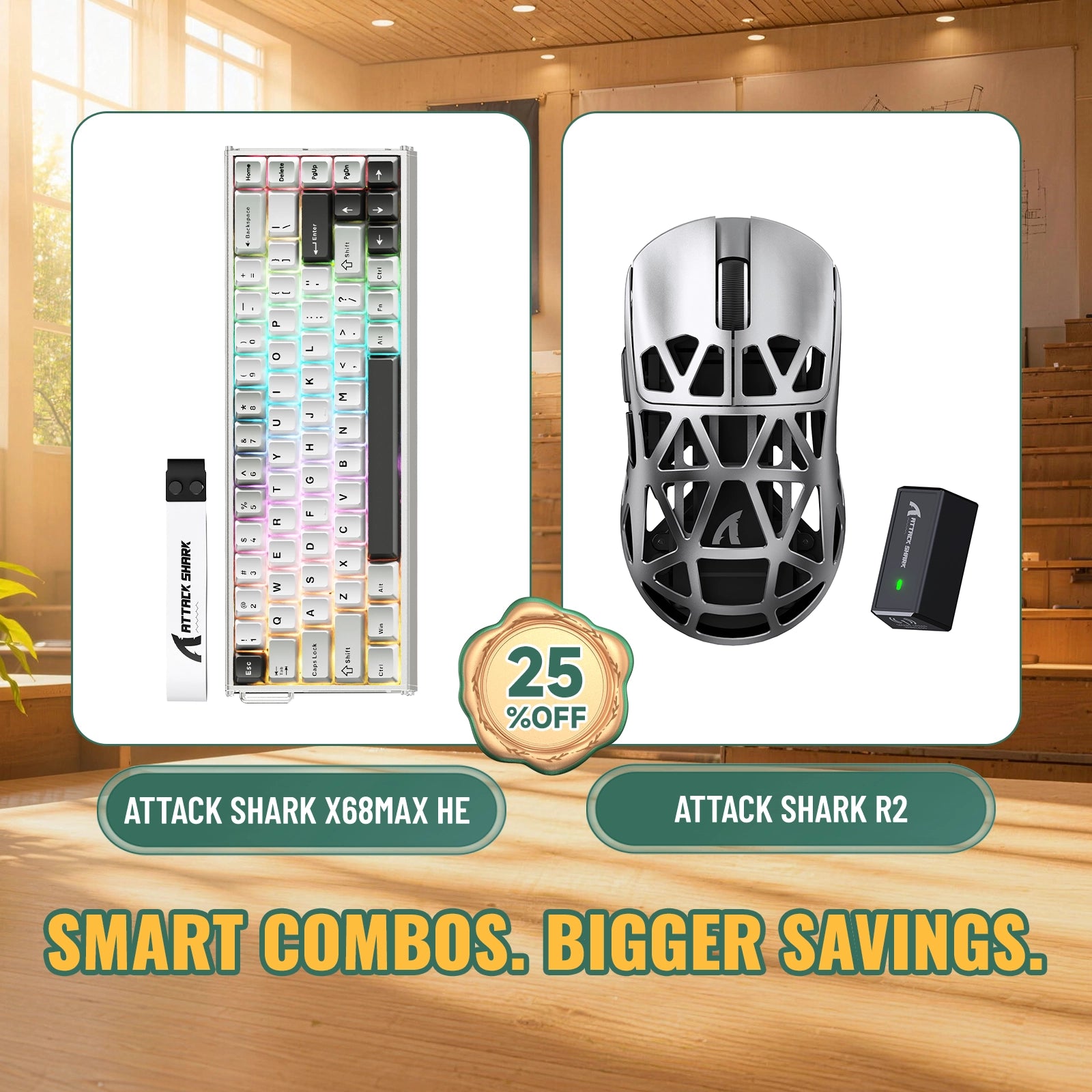 ATTACK SHARK X68MAX HE ラピッドトリガーアルミニウムキーボード + R2 マグネシウム合金ワイヤレスゲーミングマウス バンドル