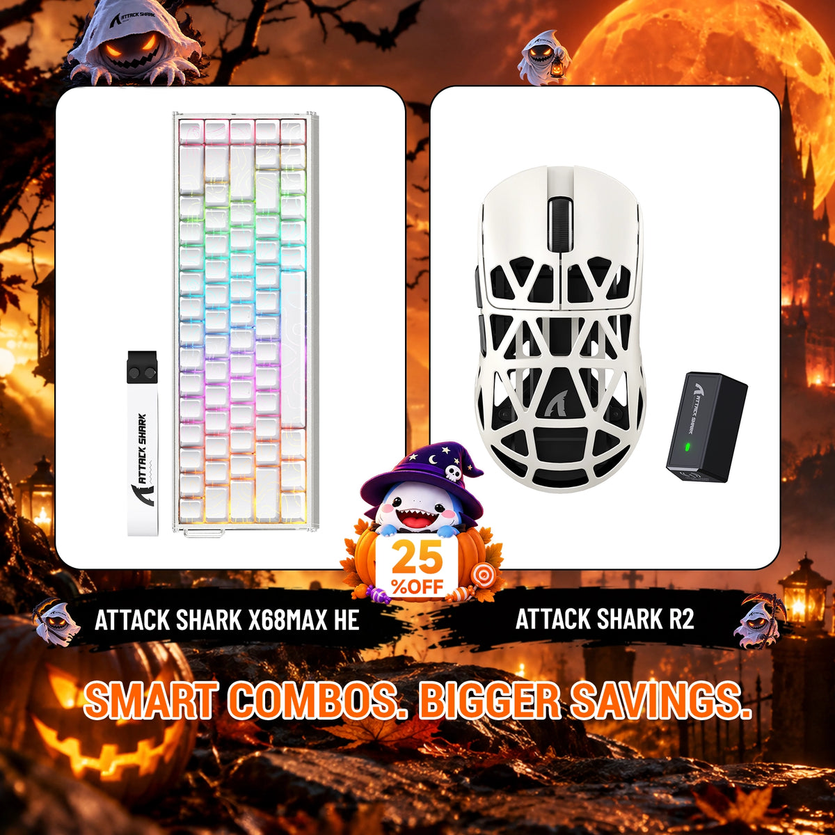 ATTACK SHARK X68 MAX HE ラピッドトリガー アルミニウムキーボード＋R2 マグネシウム合金ワイヤレスゲーミングマウスセット