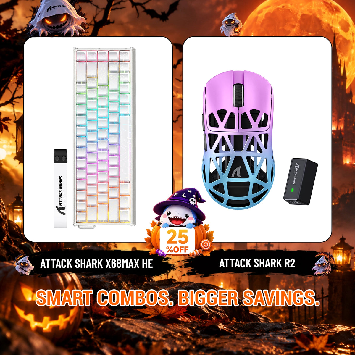 ATTACK SHARK X68 MAX HE ラピッドトリガー アルミニウムキーボード＋R2 マグネシウム合金ワイヤレスゲーミングマウスセット