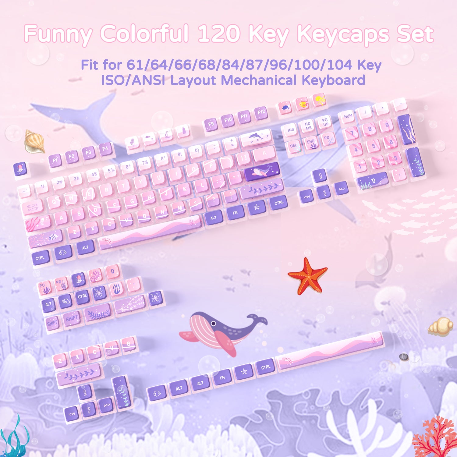 ATTACK SHARK 120 Keys PBT Dye-Sublimation Pudding Keycaps Set