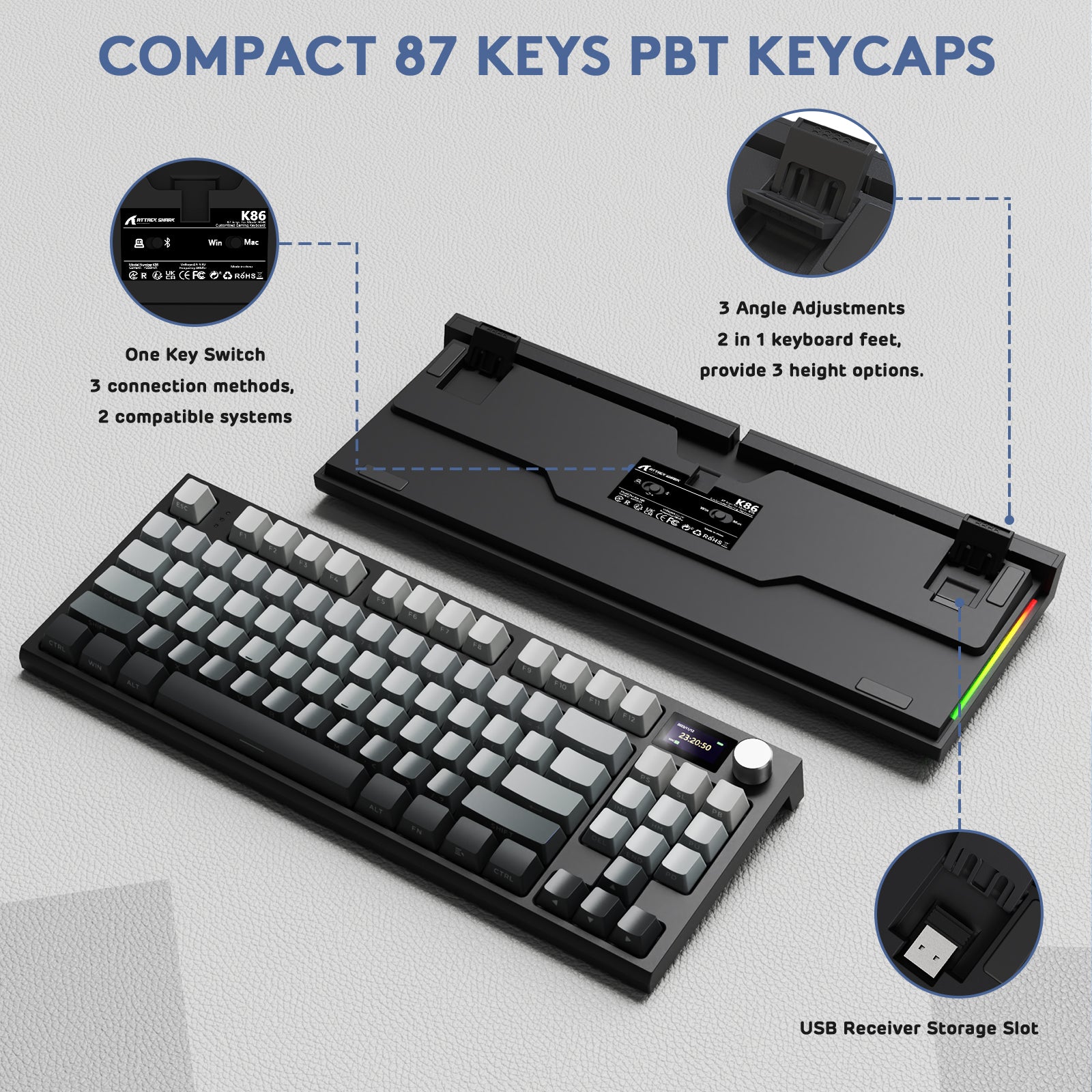 ATTACK SHARK K86PRO ワイヤレス メカニカル キーボード