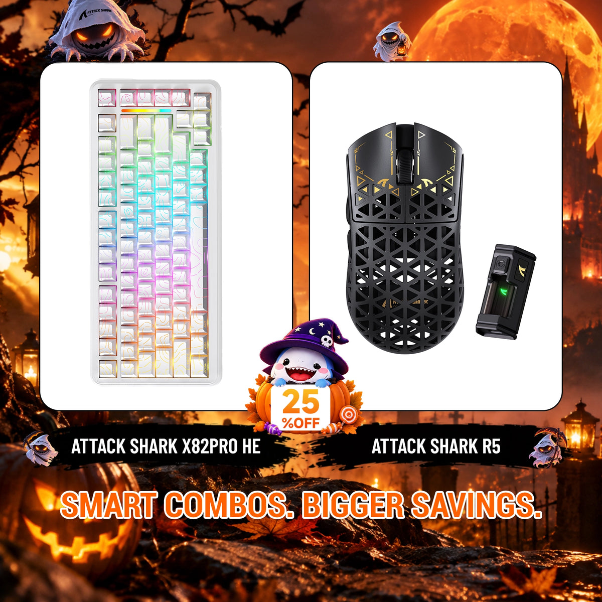 ATTACK SHARK X82 PRO HE ラピッドトリガーキーボード＋R5 カーボンファイバー製ワイヤレスゲーミングマウスセット