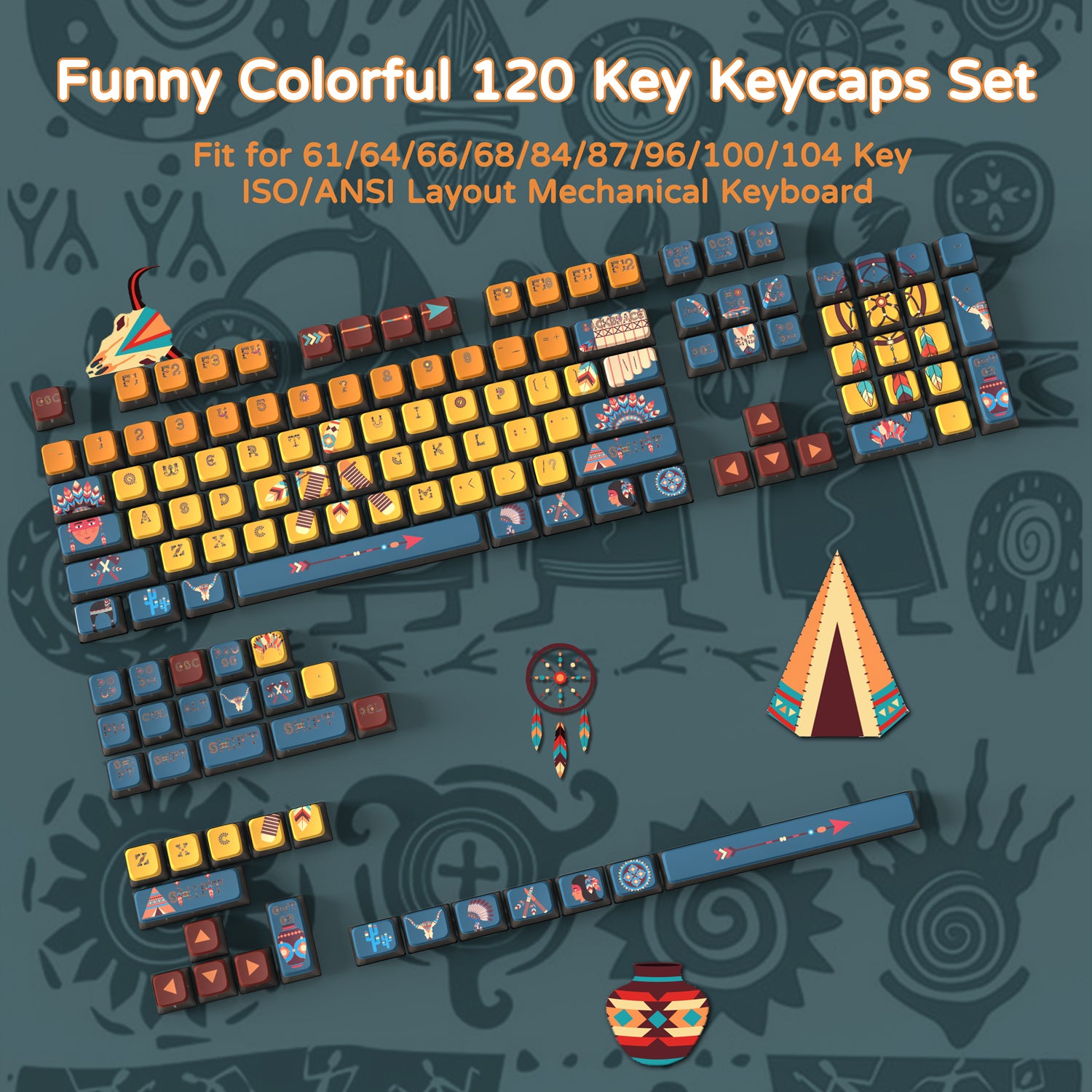 ATTACK SHARK 120 Keys PBT Dye-Sublimation Pudding Keycaps Set