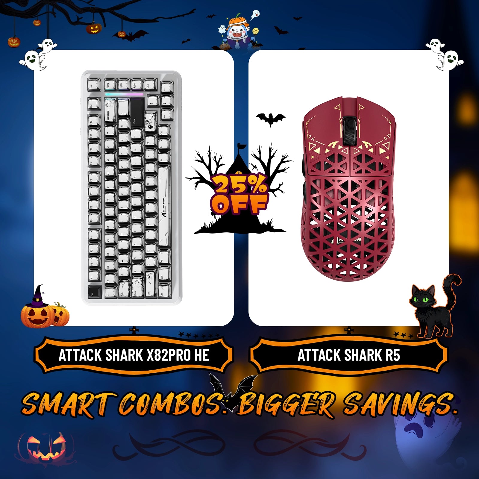 ATTACK SHARK X82PRO HE ラピッドトリガーキーボード + R5 カーボンファイバーワイヤレスゲーミングマウスバンドル