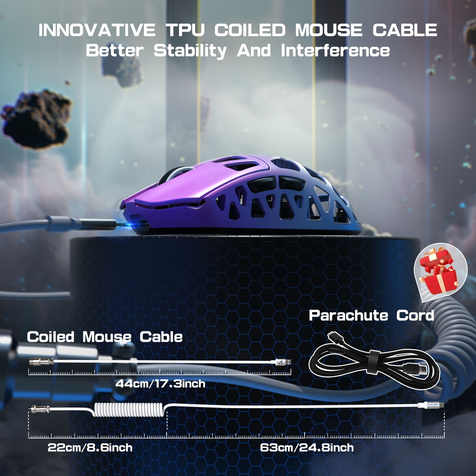 ATTACK SHARK R3PRO Magnesium Alloy Gaming Mouse 8K with Coiled Cable