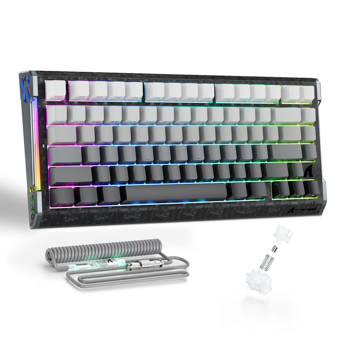 ATTACK SHARK R86 HE カーボンファイバー 有線 ラピッドトリガー マグネットスイッチ ゲーミングキーボード C01 ULTRA RGB コイルケーブル
