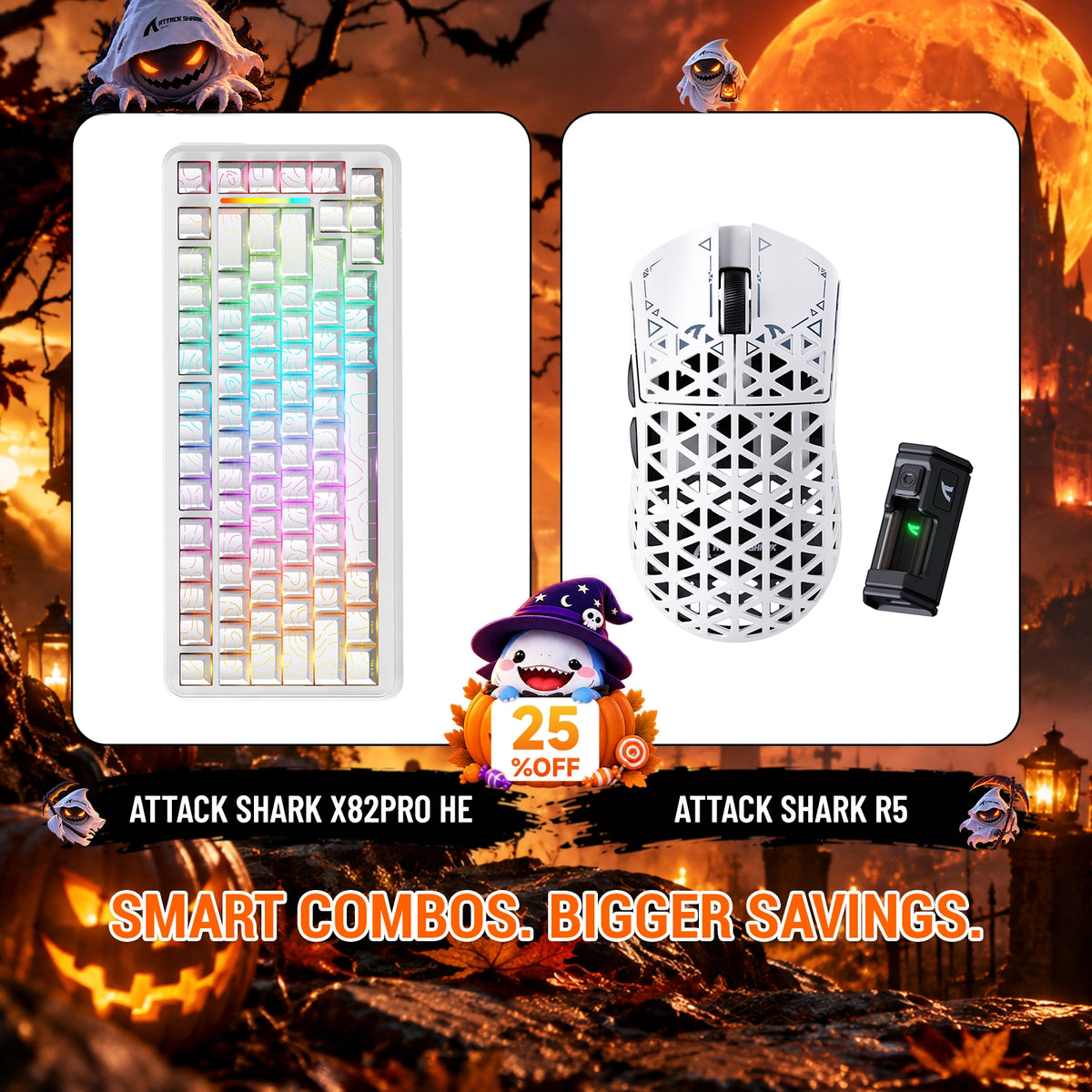ATTACK SHARK X82 PRO HE ラピッドトリガーキーボード＋R5 カーボンファイバー製ワイヤレスゲーミングマウスセット
