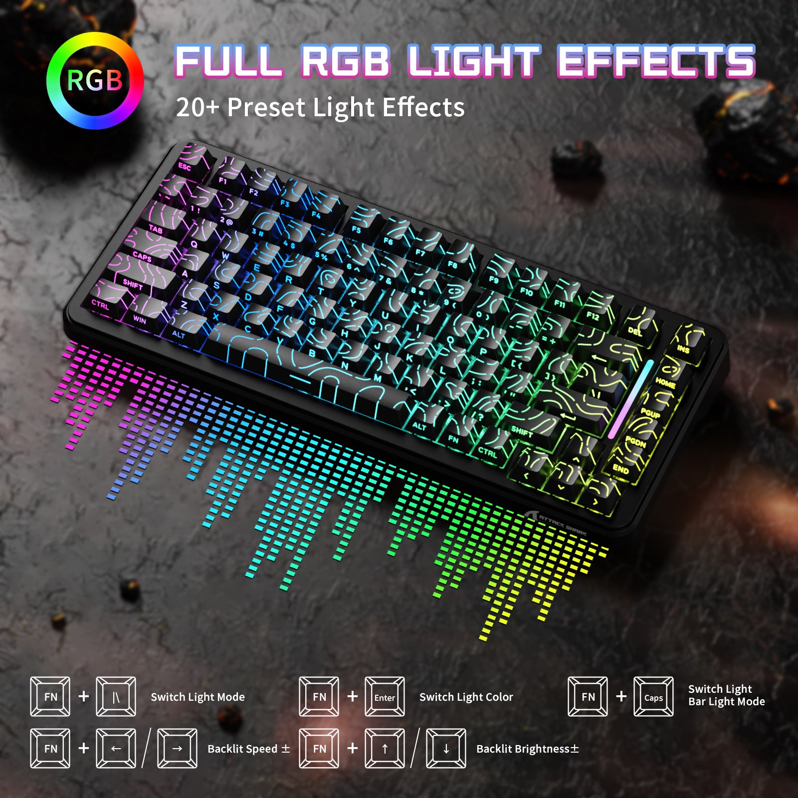 ATTACK SHARK X82PRO HE ワイヤレス ラピッドトリガー ゲーミングキーボード マグネティックスイッチ