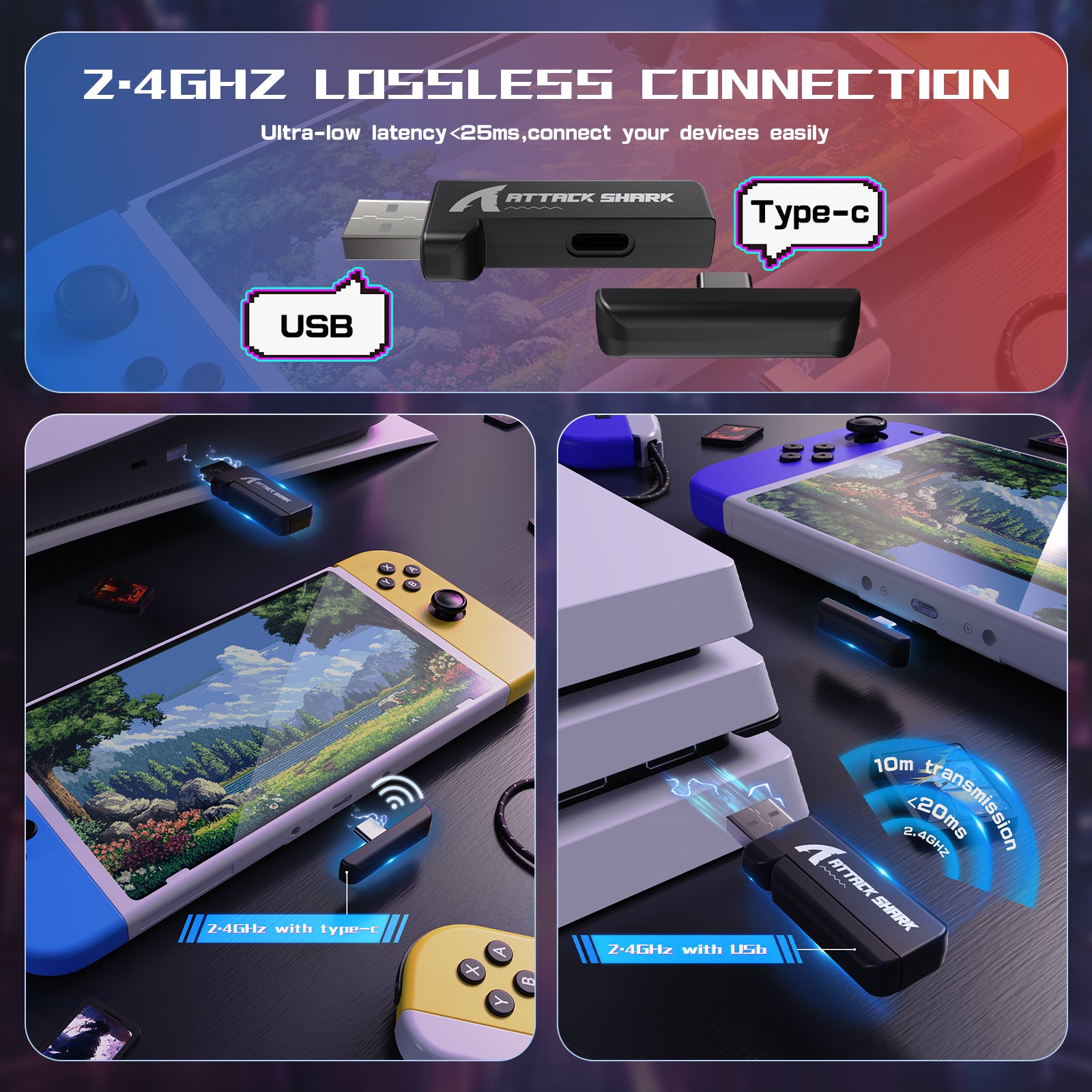 ATTACK SHARK L60 超軽量 3モード ゲーミングヘッドセット