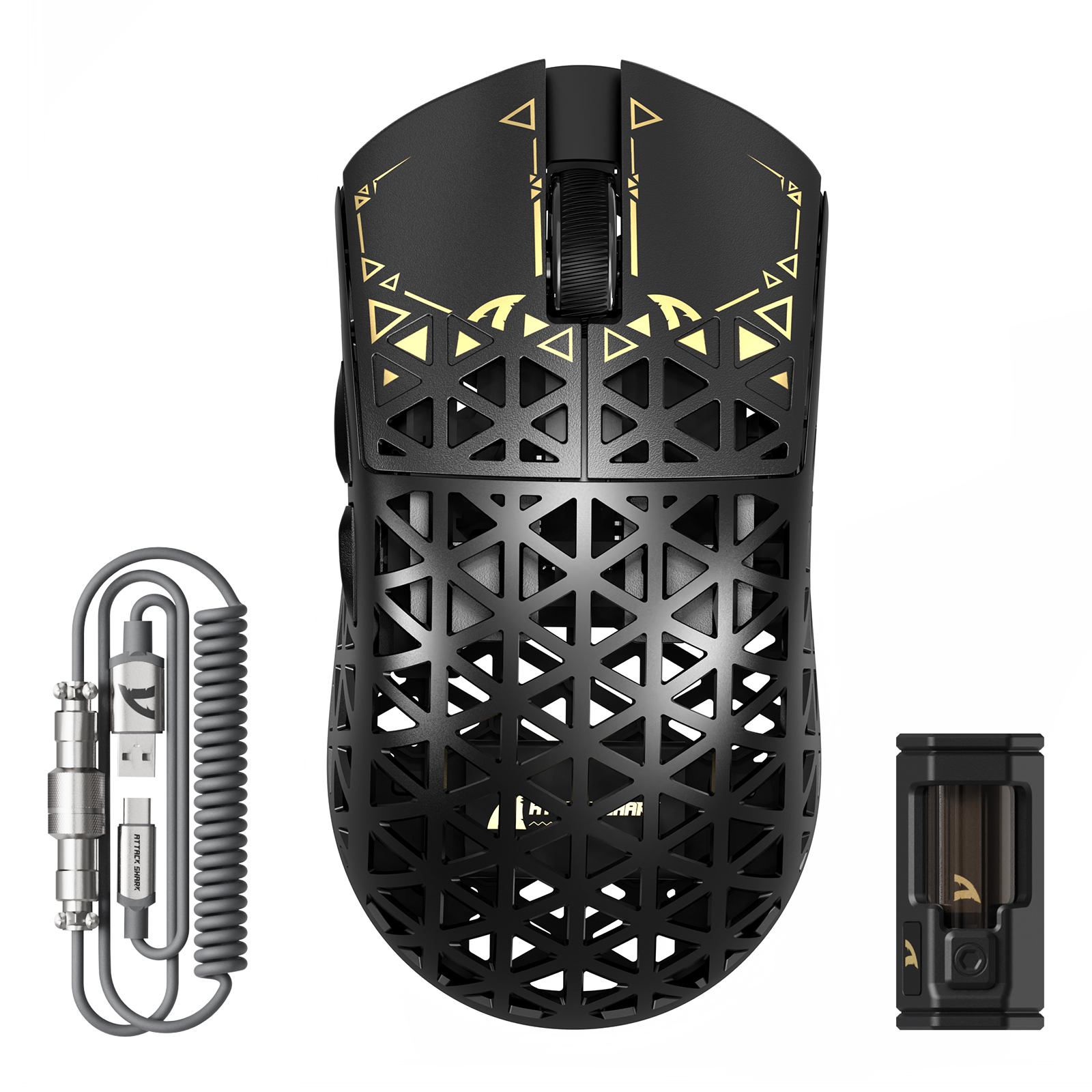 TTACK SHARK R5 ウルトラカーボンファイバーワイヤレス 8K PAW3950MAX ゲーミングマウス、8K コイルケーブル付き