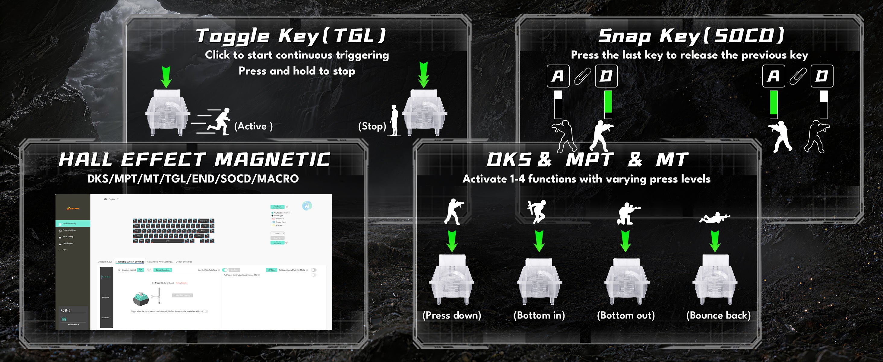 ATTACK SHARK R68 HE カーボンファイバー有線ラピッドトリガーマグネティックスイッチキーボード（C01 Ultra RGBコイルケーブル付属）