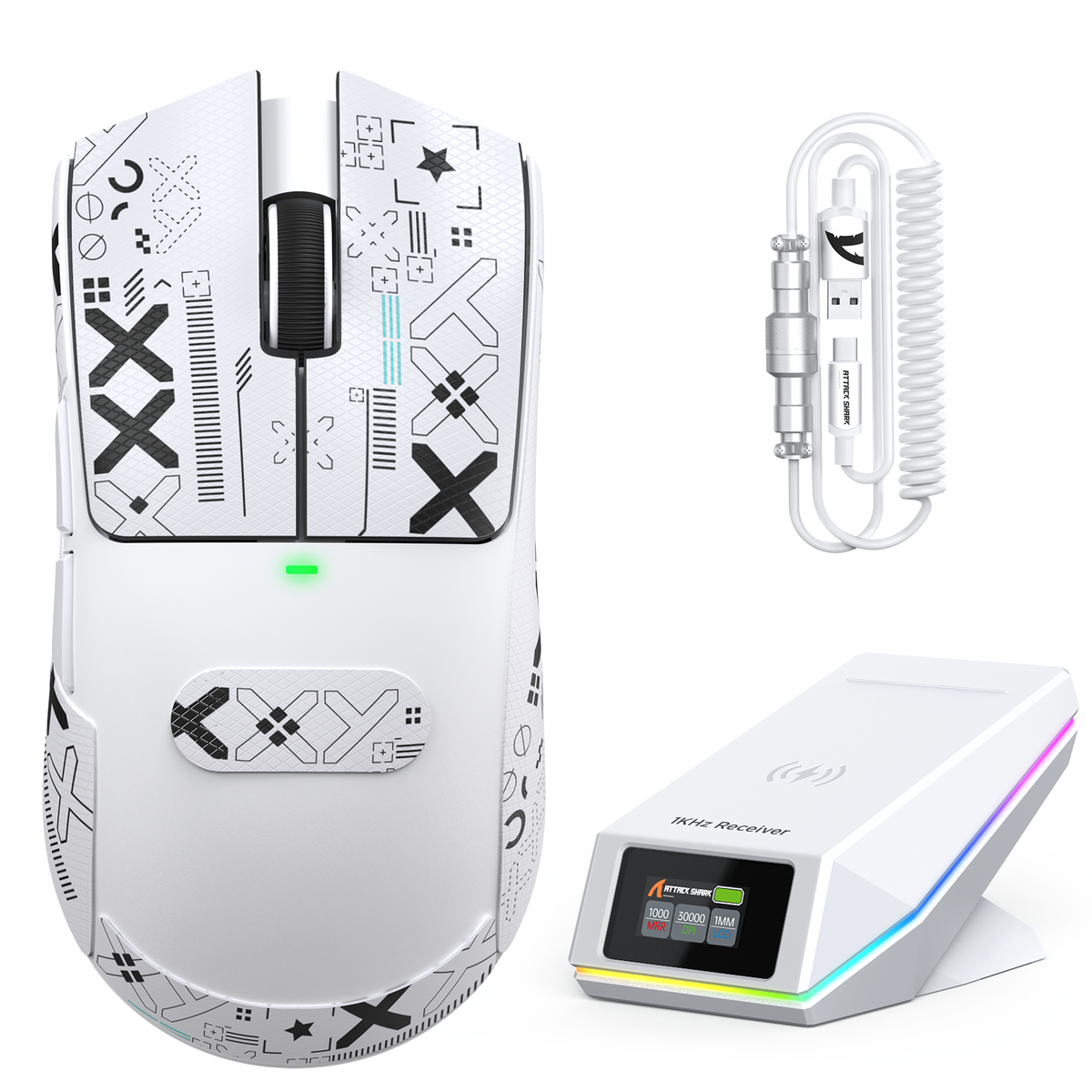 ATTACK SHARK X11 PRO V2 ワイヤレスゲーミングマウス TFTディスプレイ付き充電ドック C06コイルケーブル付き