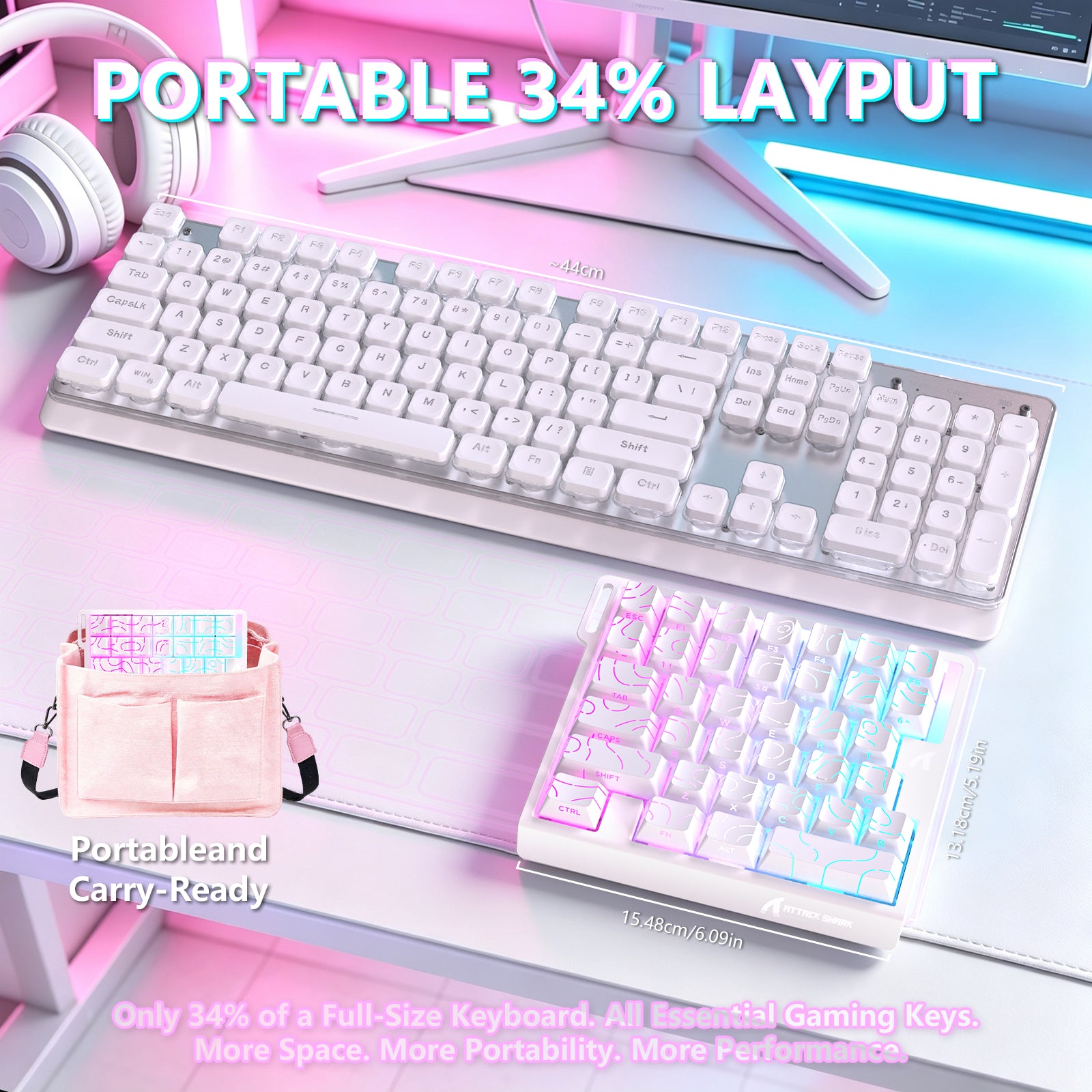 ATTACK SHARK M36 HE 片手用マグネティックスイッチキーボード＆C01 ULTRA LED アビエーターケーブル