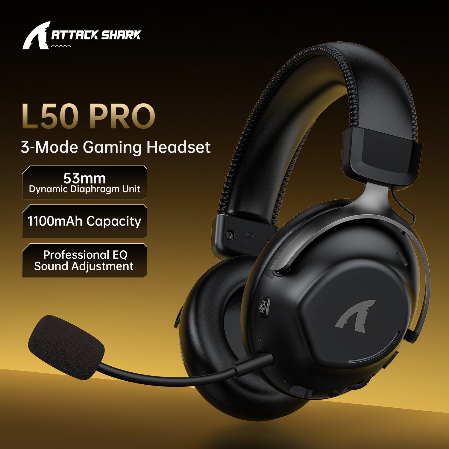 ATTACK SHARK L50PRO トリモード接続ワイヤレスゲーミングヘッドセット
