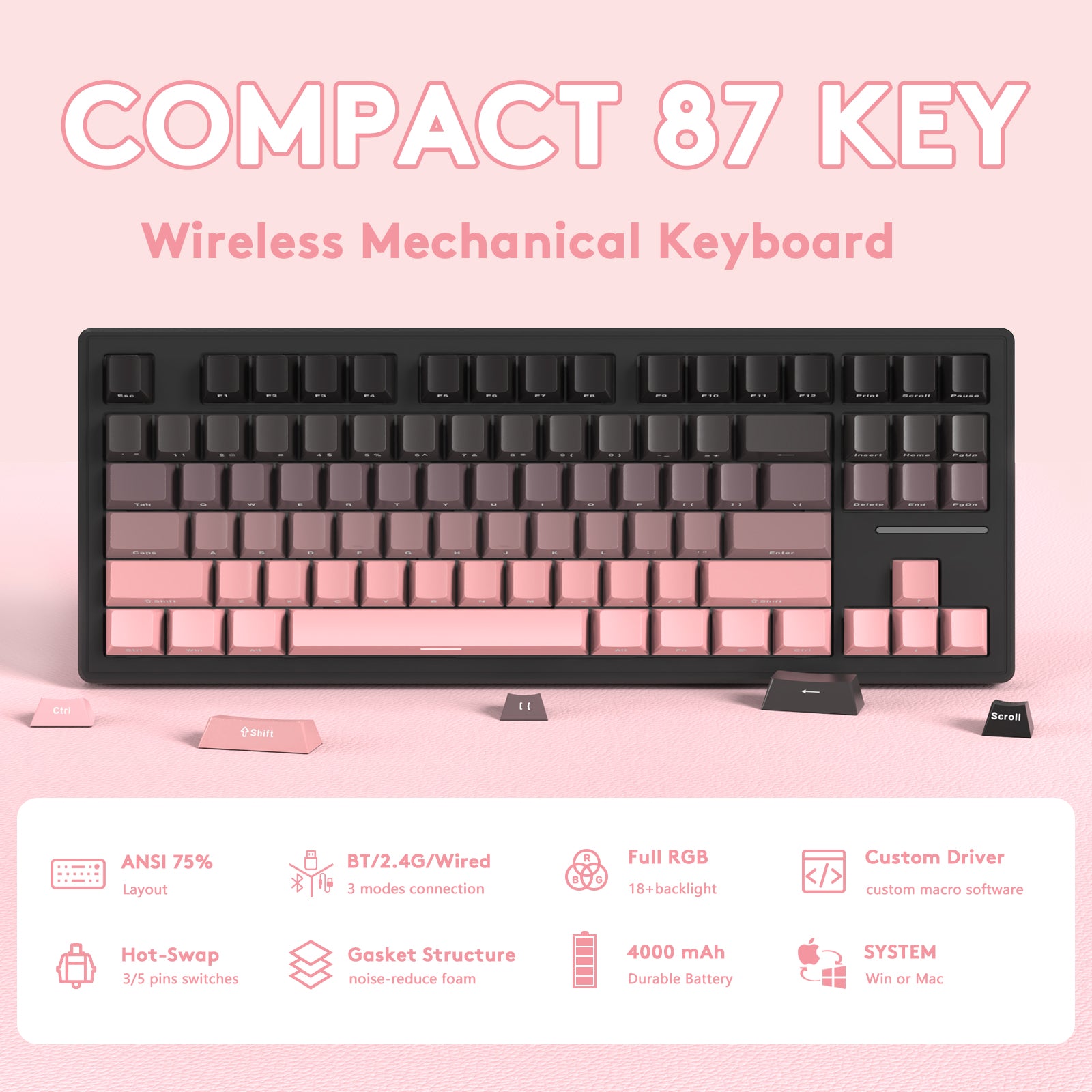 ATTACK SHARK M87 Wireless Mechanical Keyboard