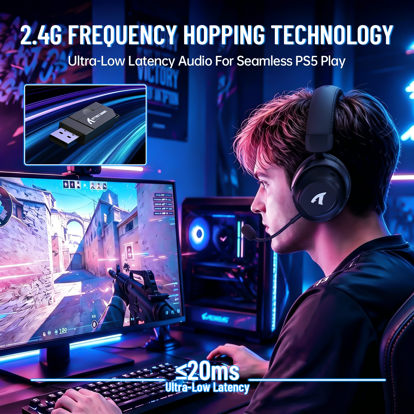 ATTACK SHARK L50PRO トリモードワイヤレスゲーミングヘッドセット