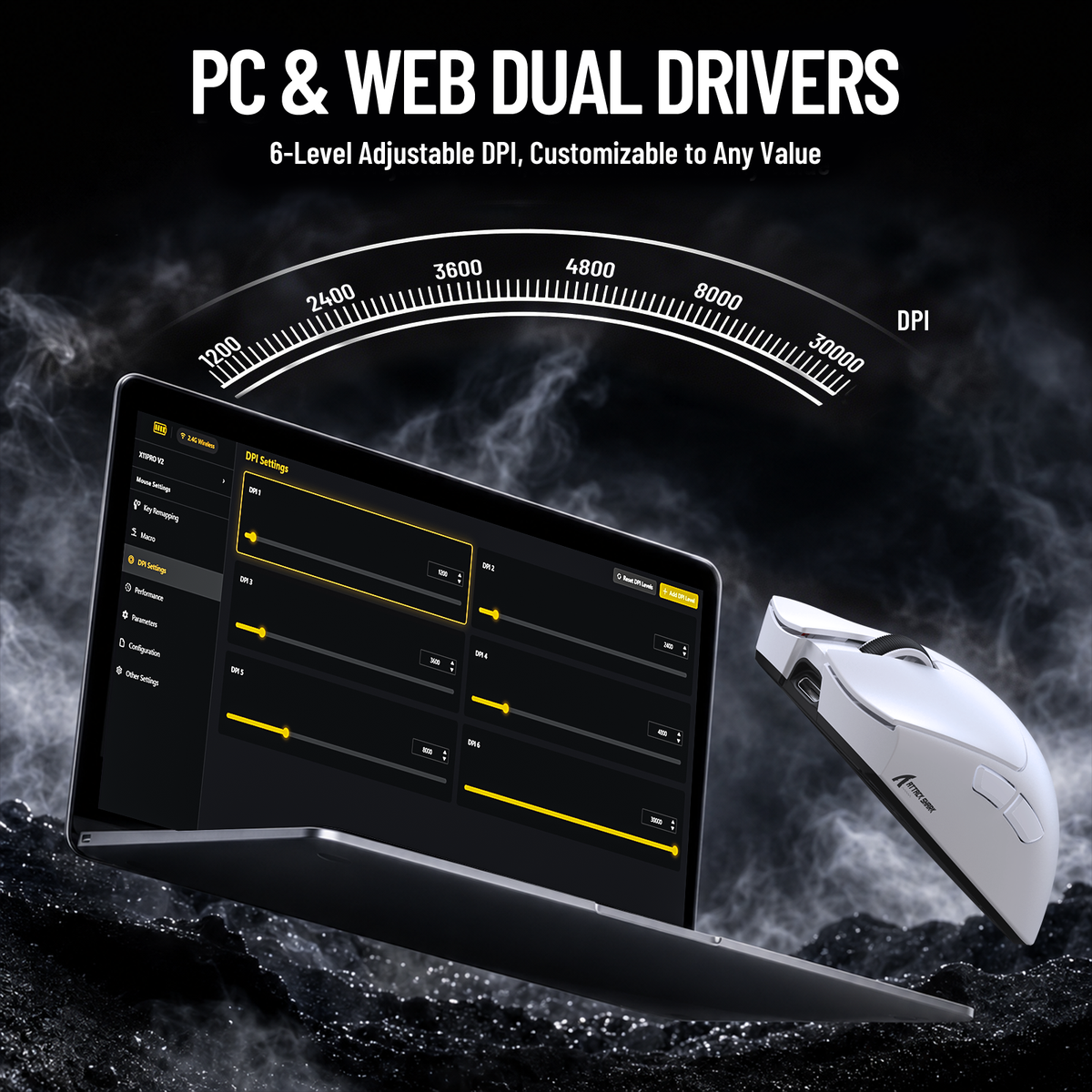 ATTACK SHARK X11 PRO V2 ワイヤレスゲーミングマウス TFTディスプレイ付き充電ドック C06コイルケーブル付き