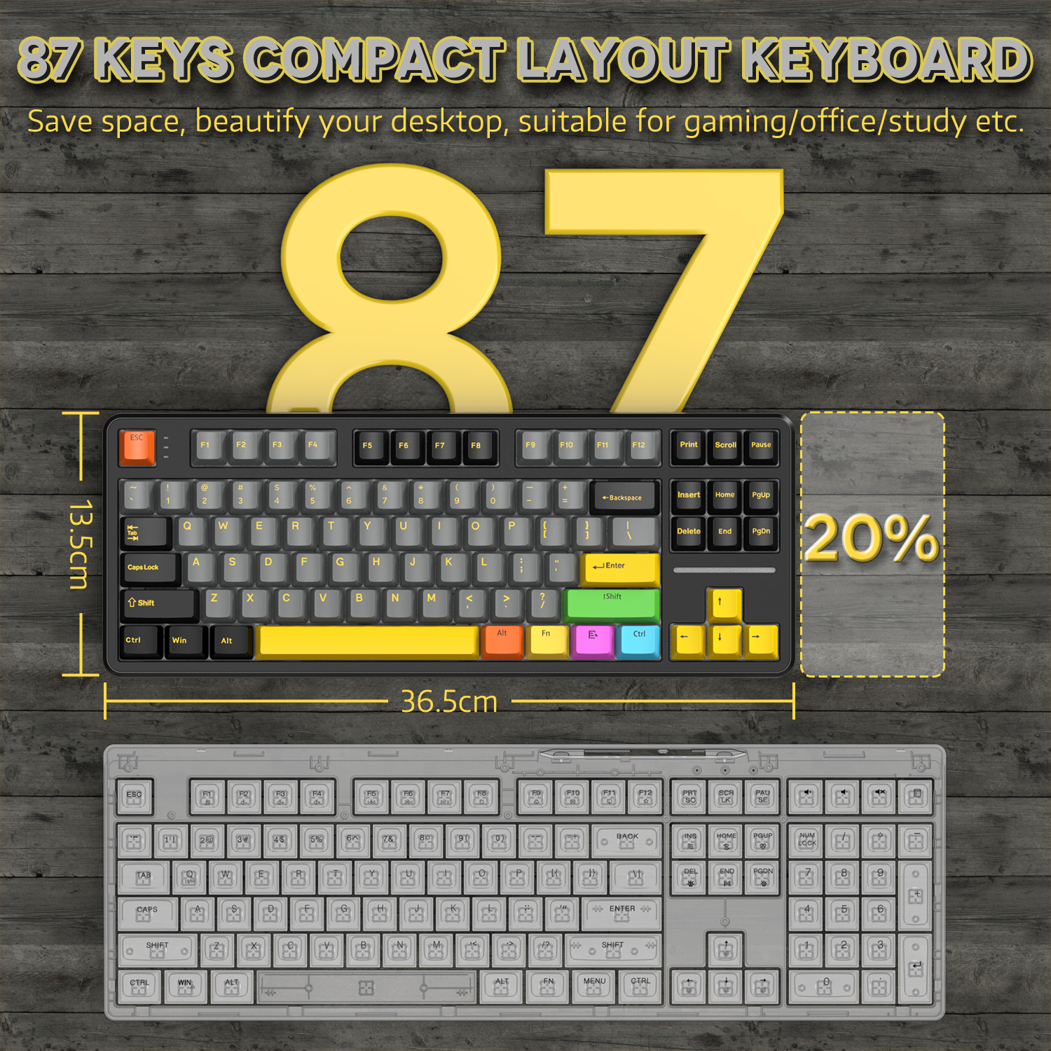 ATTACK SHARK X87 3モード ガスケット メカニカル キーボード