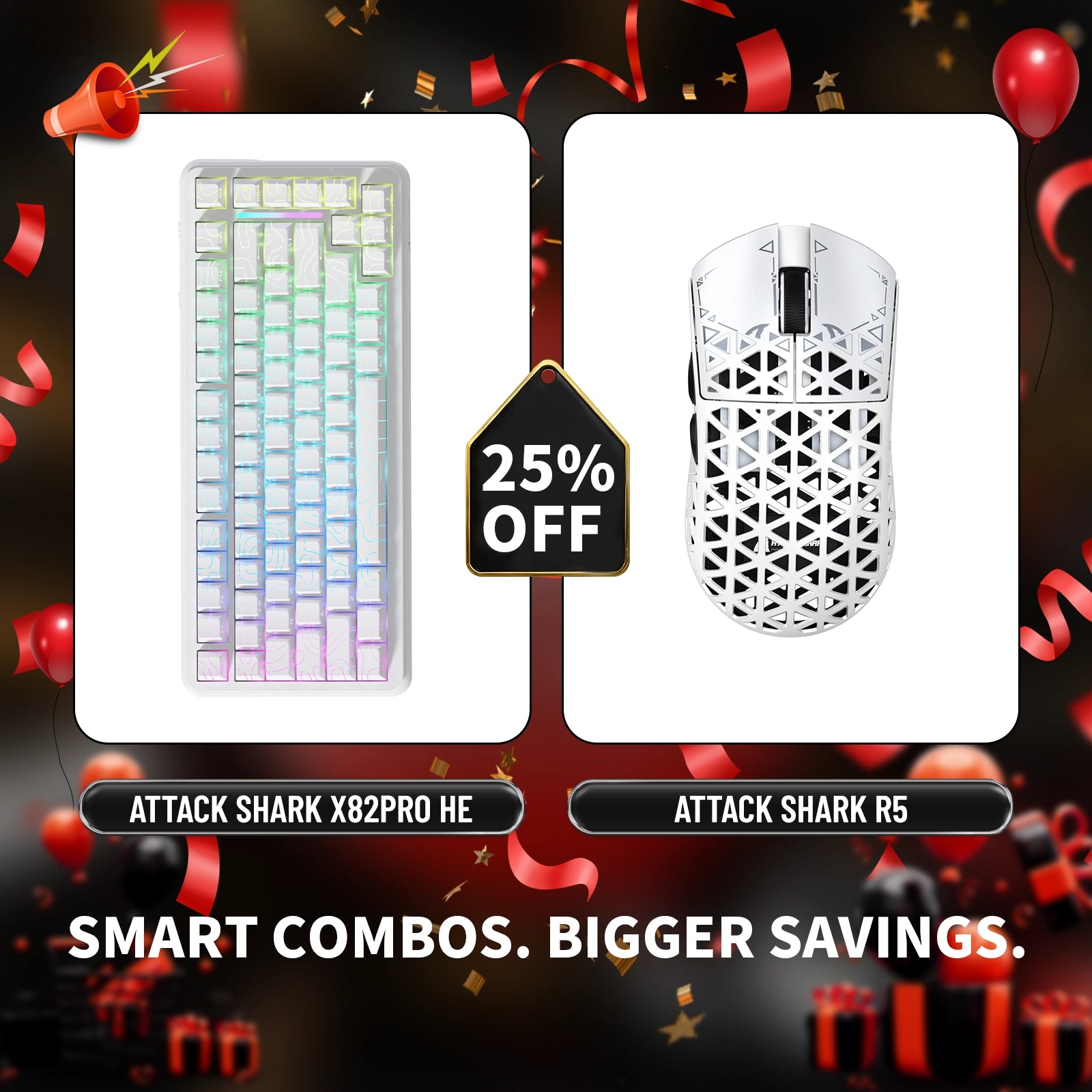 ATTACK SHARK X82PRO HE ラピッドトリガーキーボード + R5 カーボンファイバーワイヤレスゲーミングマウスバンドル