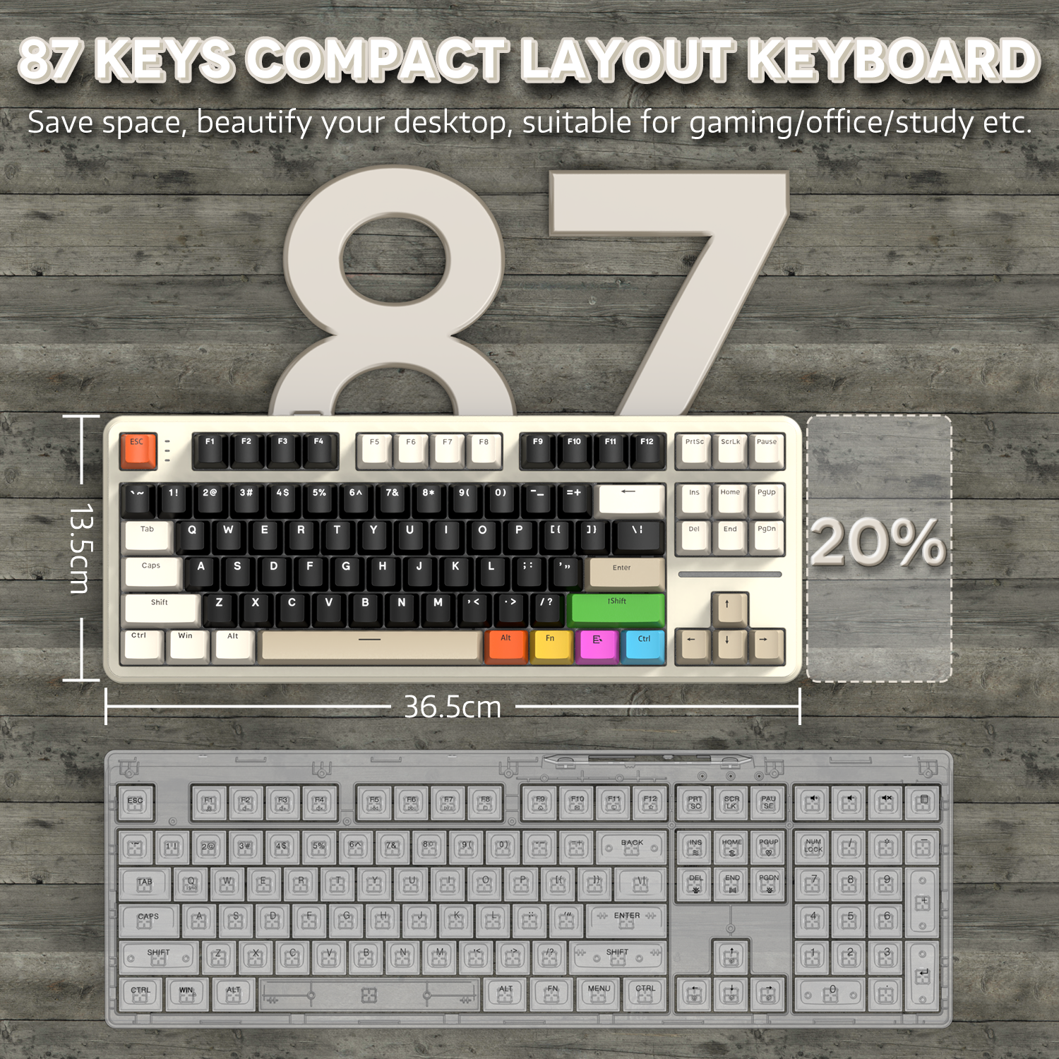 ATTACK SHARK X87 3モード ガスケット メカニカル キーボード