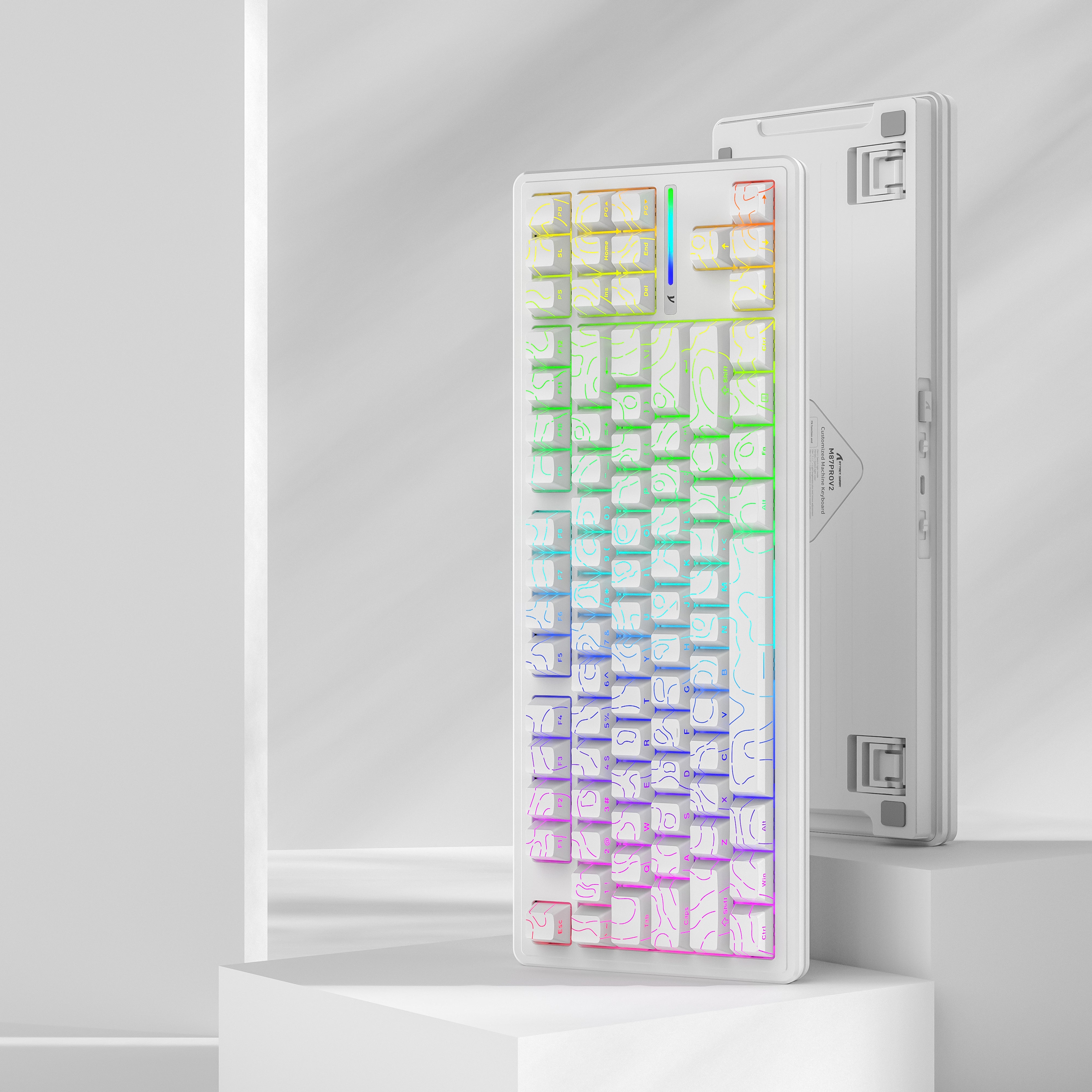 ATTACK SHARK M87PRO ワイヤレス メカニカル キーボード、サイドプリントPBT キーキャップ付き